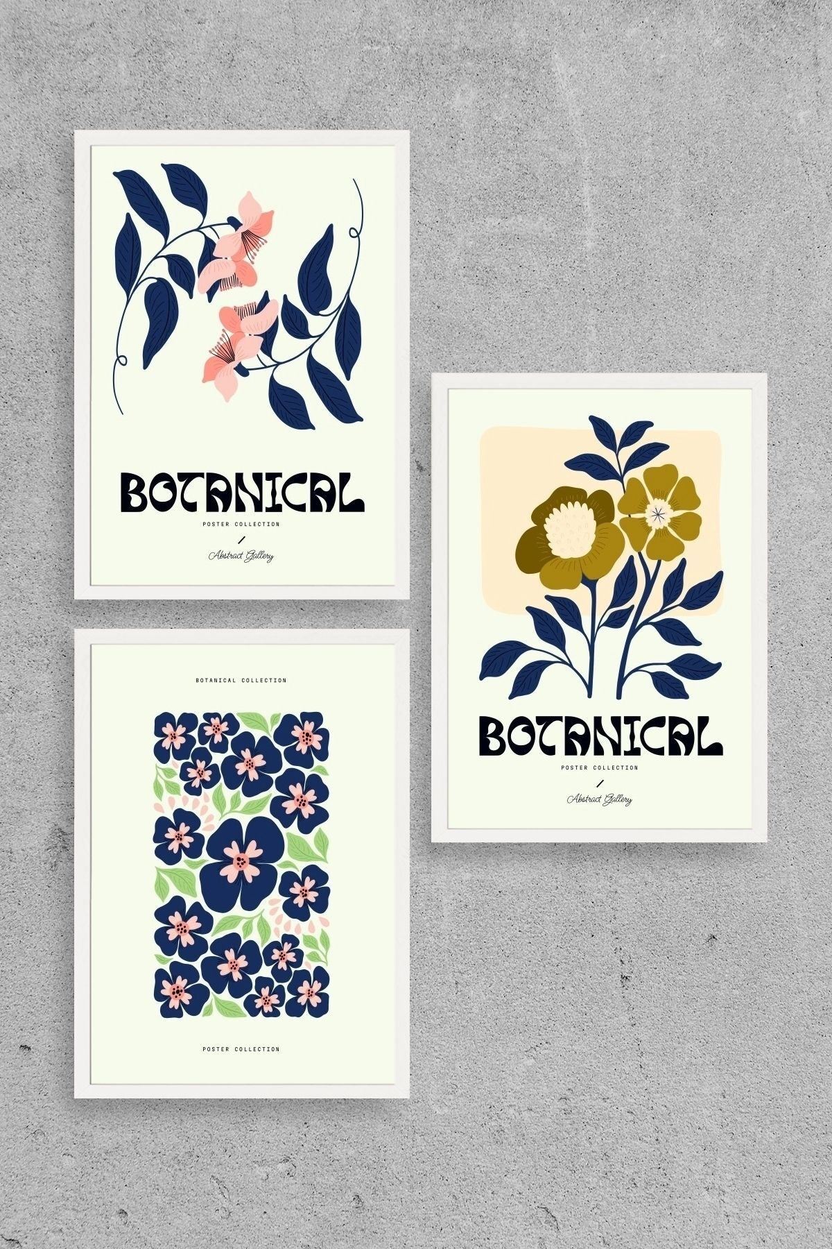 Botanik Üçlü Ahşap Çerçeveli Tablo 23 x 30