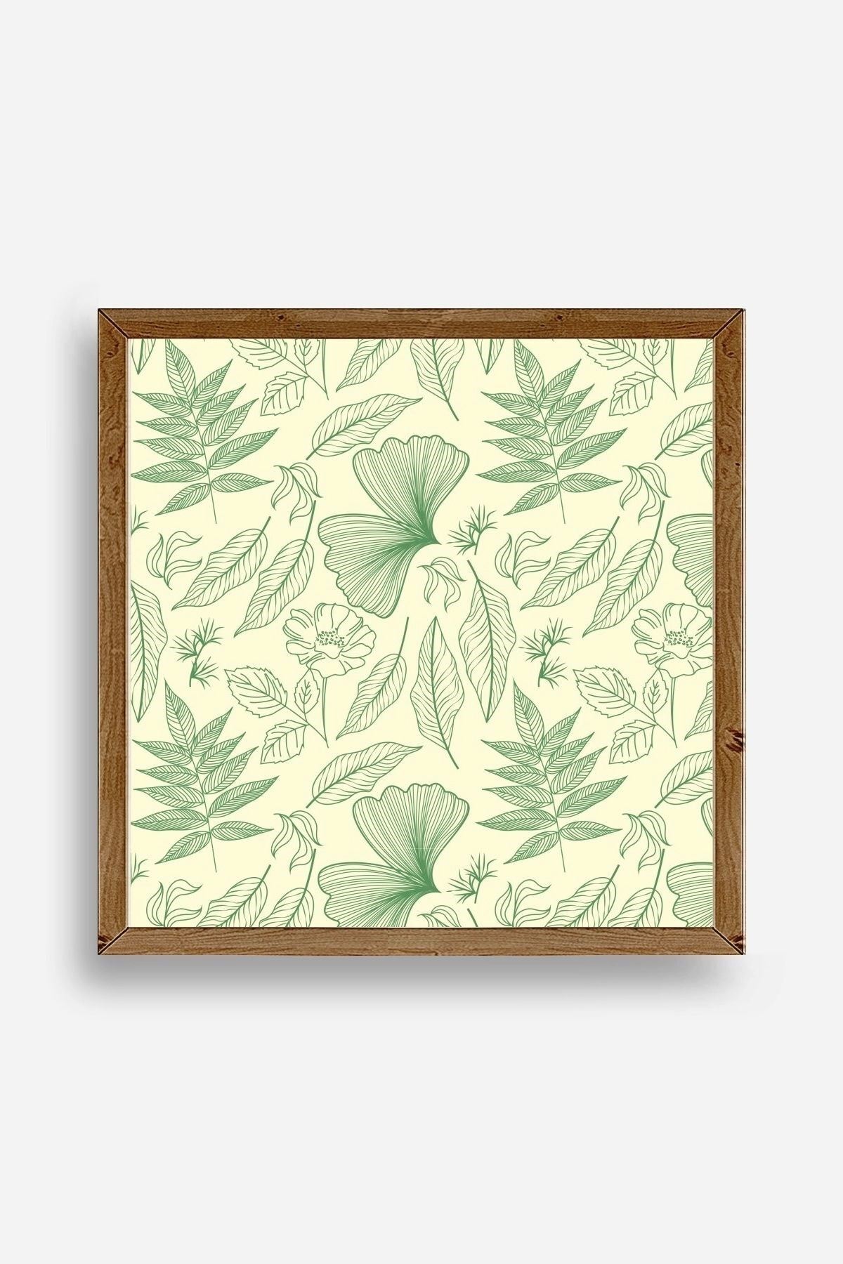 Yaprak Ahşap Çerçeveli Tablo 42 x 42