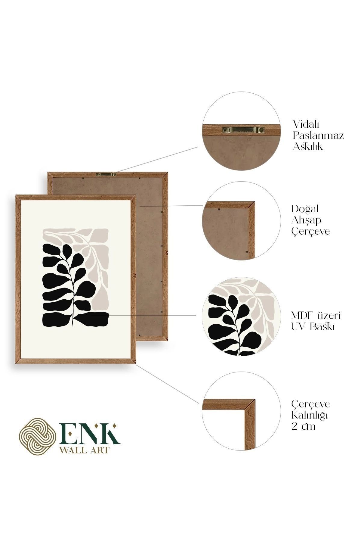 Yaprak Ahşap Çerçeveli Tablo 50 x 70