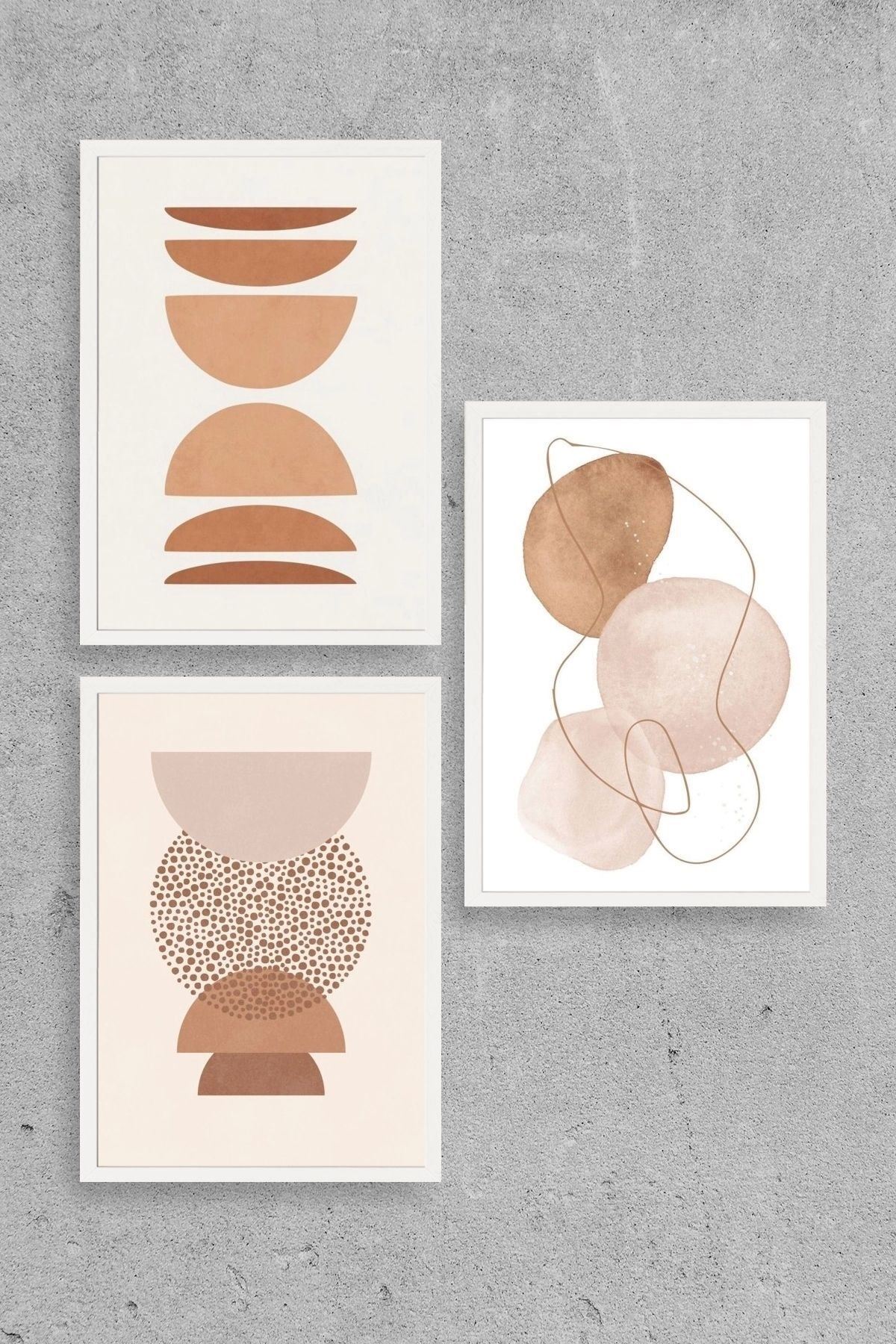 Modern Üçlü Ahşap Çerçeveli Tablo 50 x 70