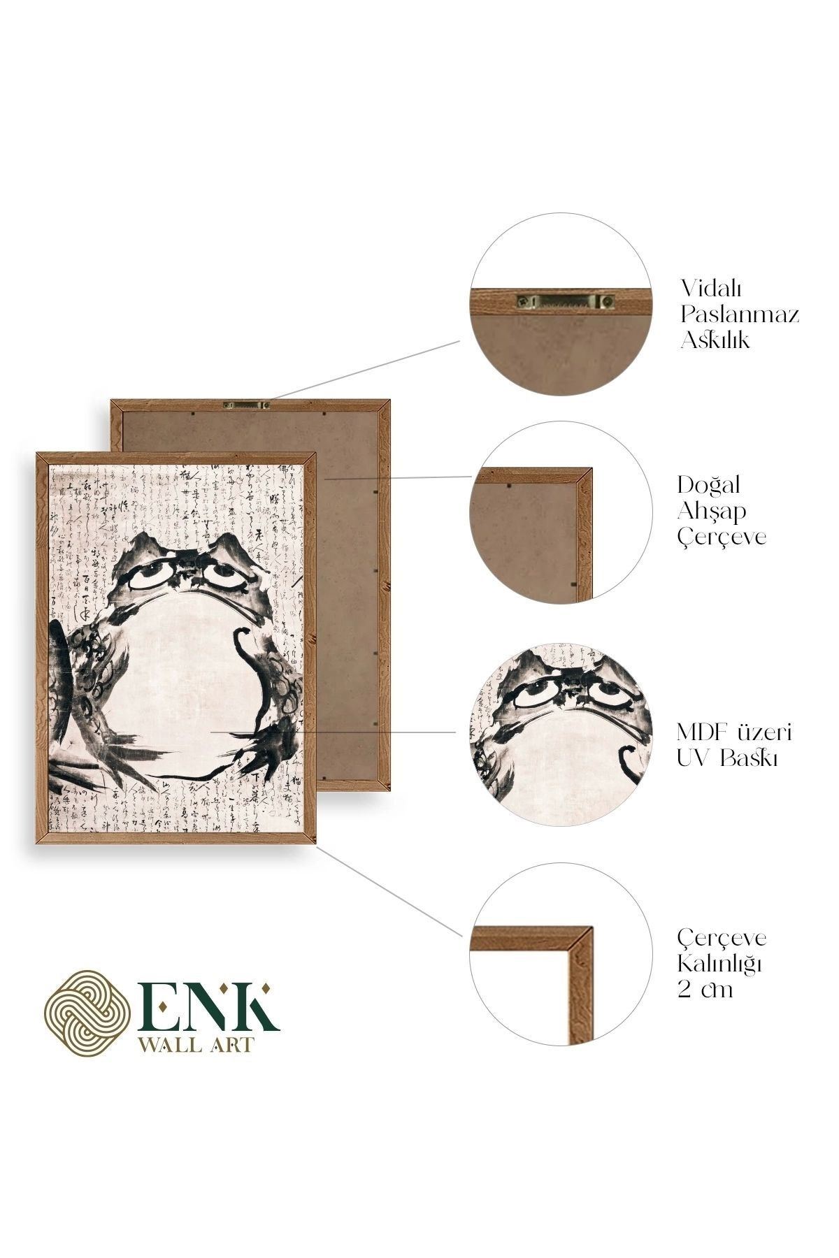 Kurbağa Ahşap Çerçeveli Tablo 17 x 23