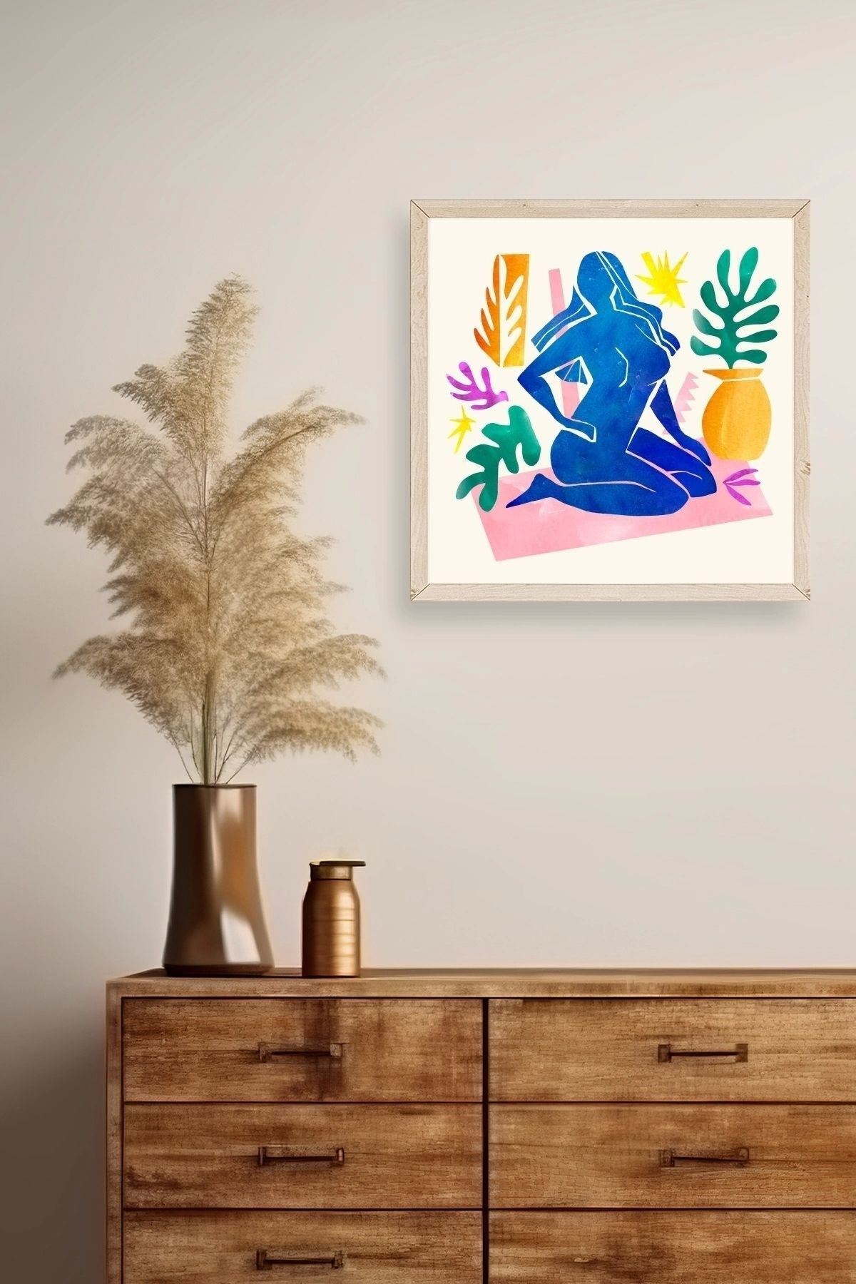 Kadın Ahşap Çerçeveli Tablo 50 x 50