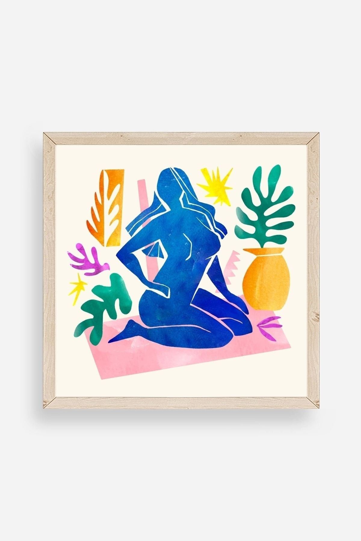 Kadın Ahşap Çerçeveli Tablo 23 x 23