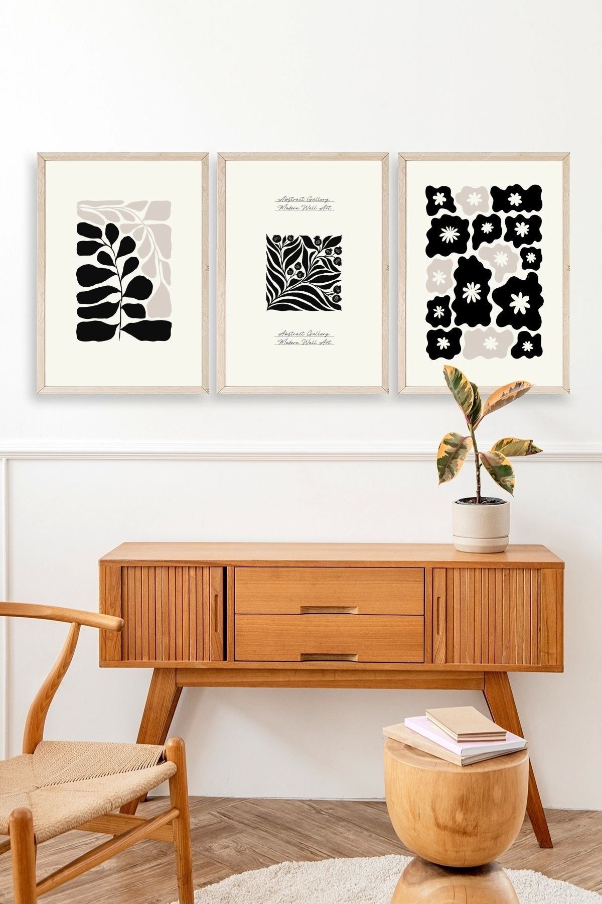 Modern Üçlü Ahşap Çerçeveli Tablo 40 x 60