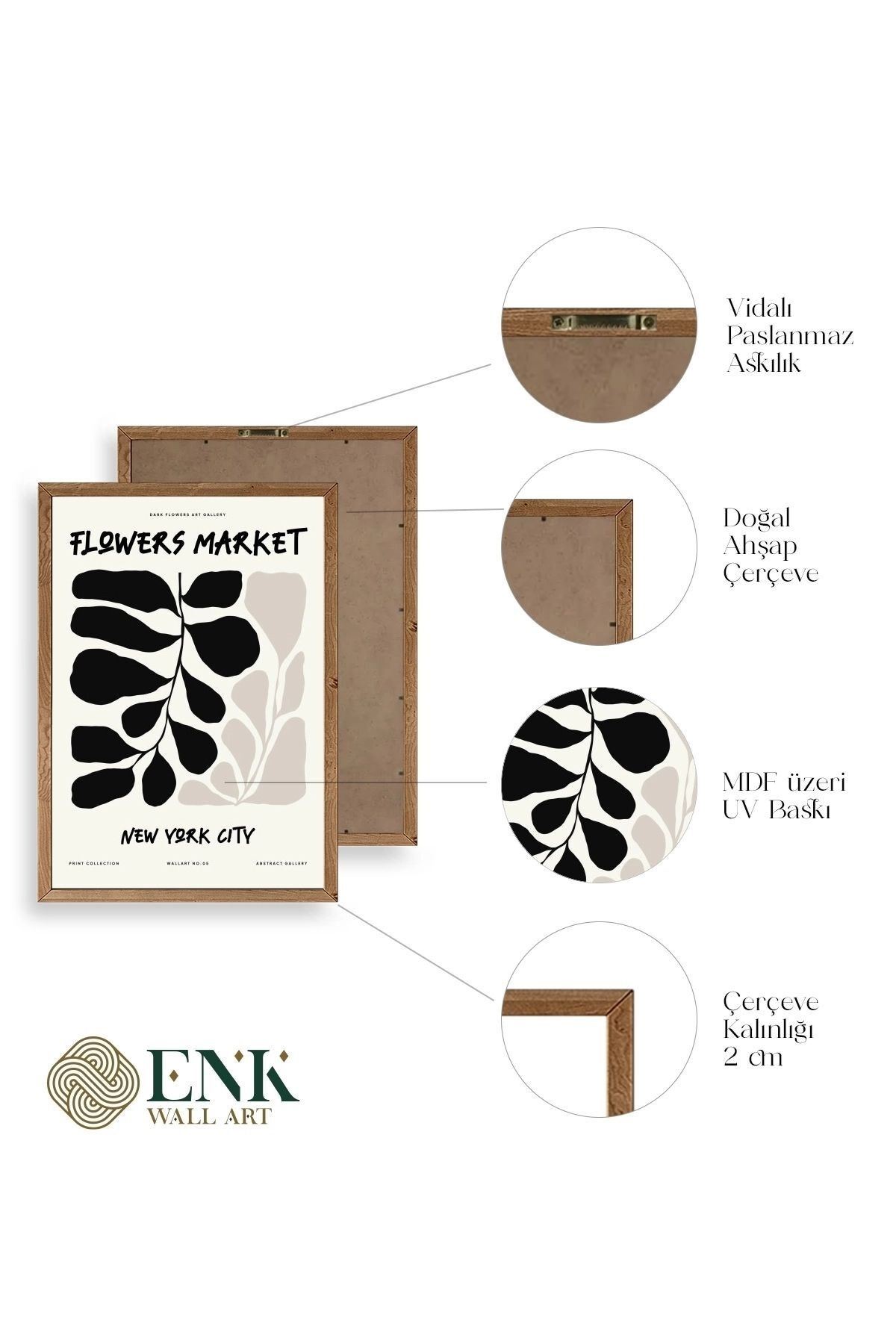 Flower Market Üçlü Ahşap Çerçeveli Tablo 30 x 40