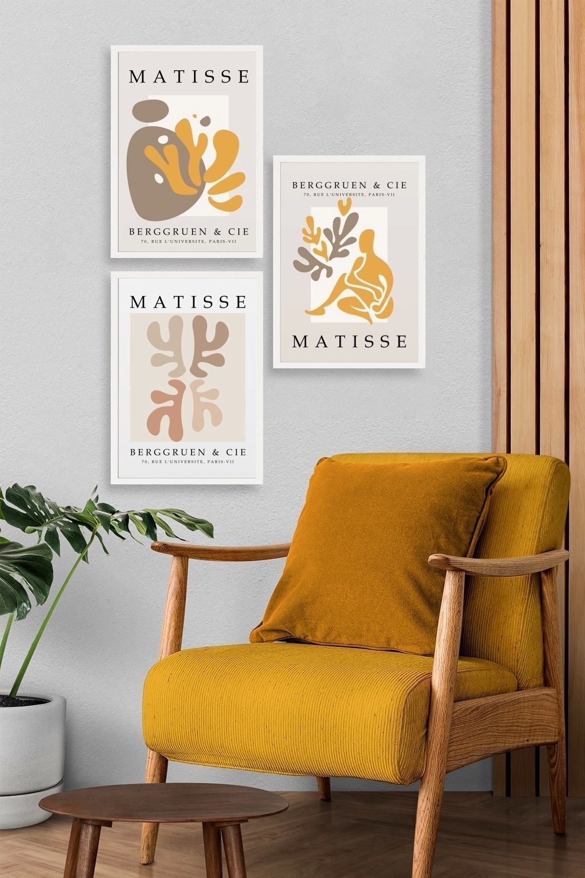 Matisse Üçlü Ahşap Çerçeveli Tablo 50 x 70