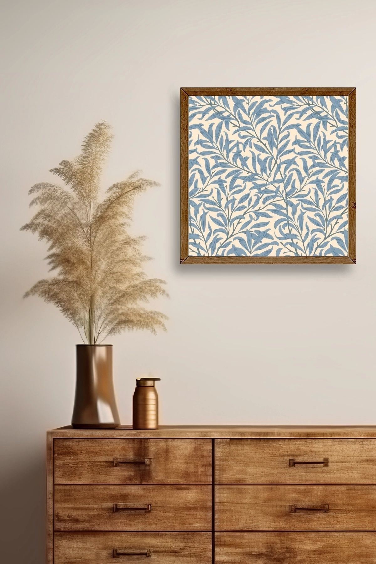 Yapraklar Ahşap Çerçeveli Tablo 23 x 23