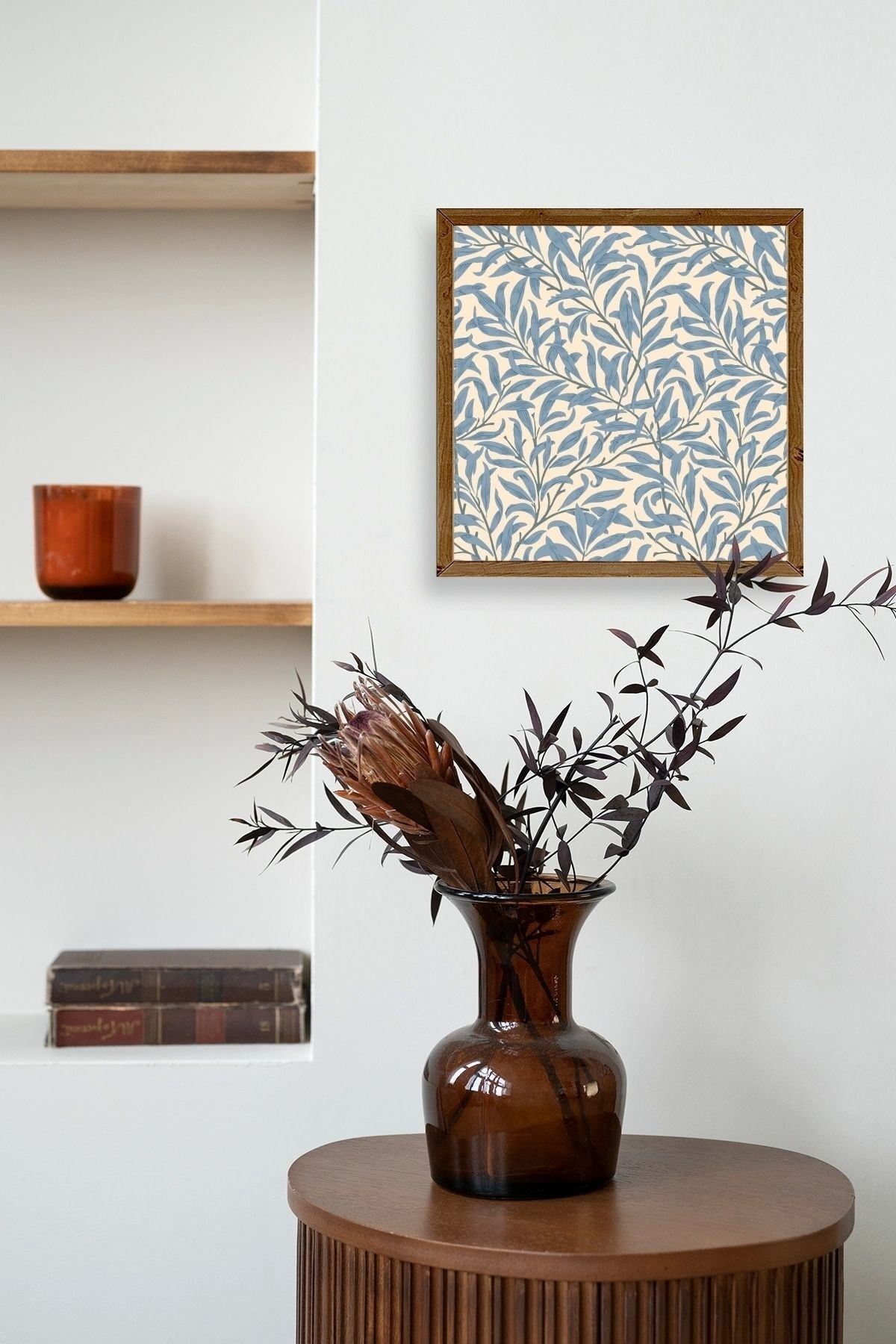 Yapraklar Ahşap Çerçeveli Tablo 23 x 23