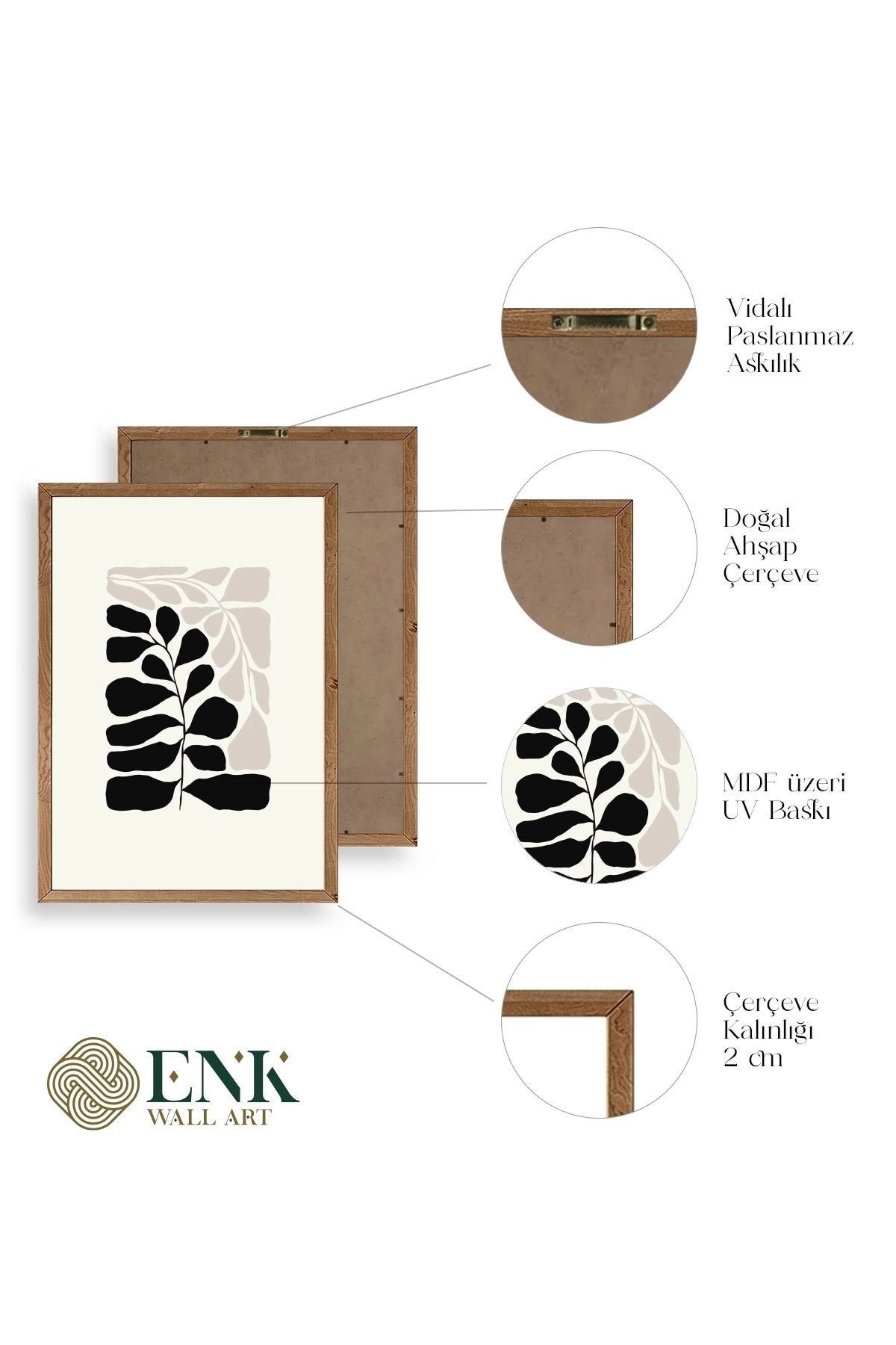 Modern Üçlü Ahşap Çerçeveli Tablo 23 x 30