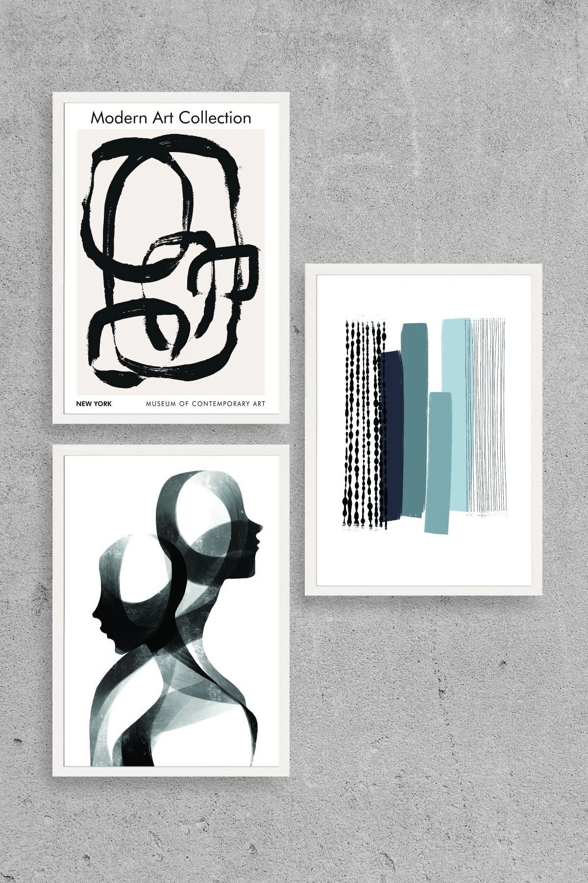 Modern Üçlü Ahşap Çerçeveli Tablo 40 x 60