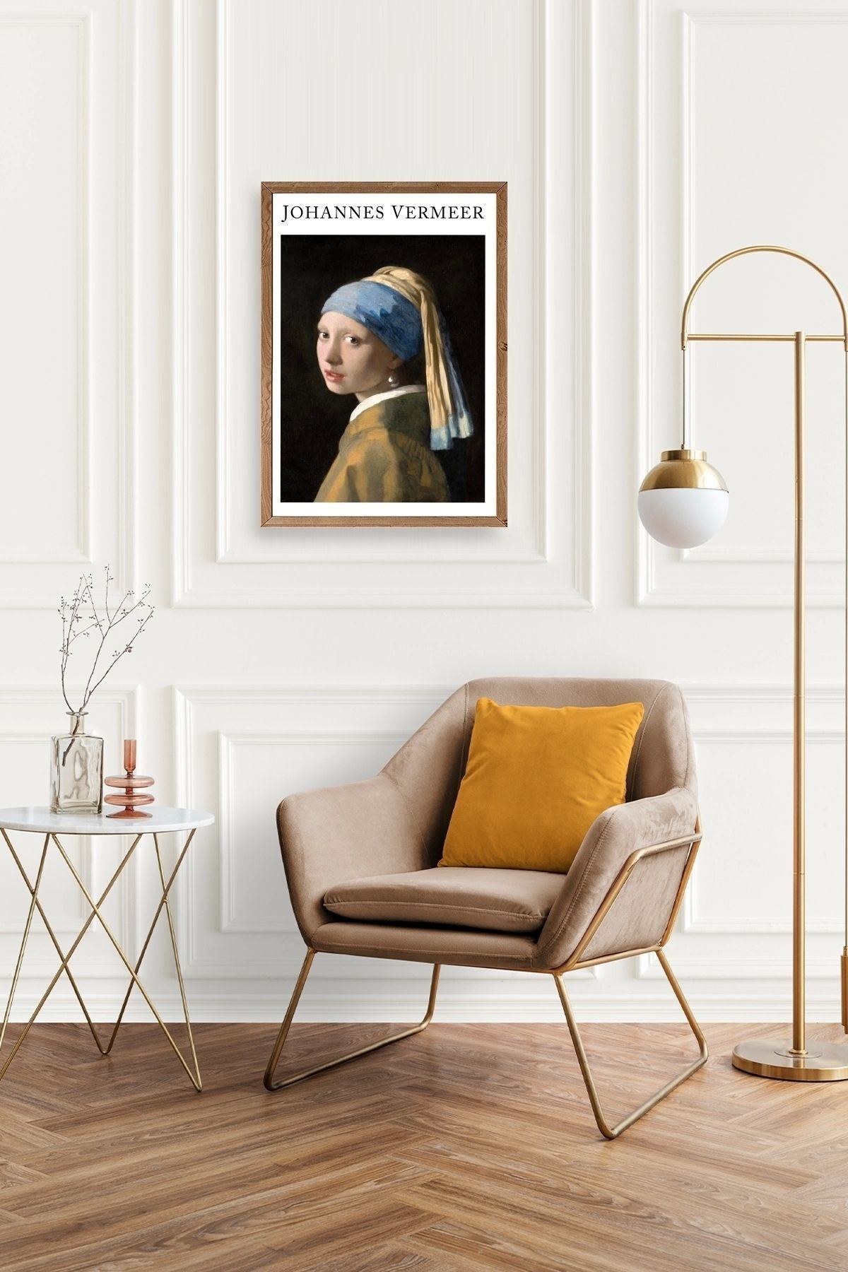 İnci Küpeli Kız Ahşap Çerçeveli Tablo 17 x 23