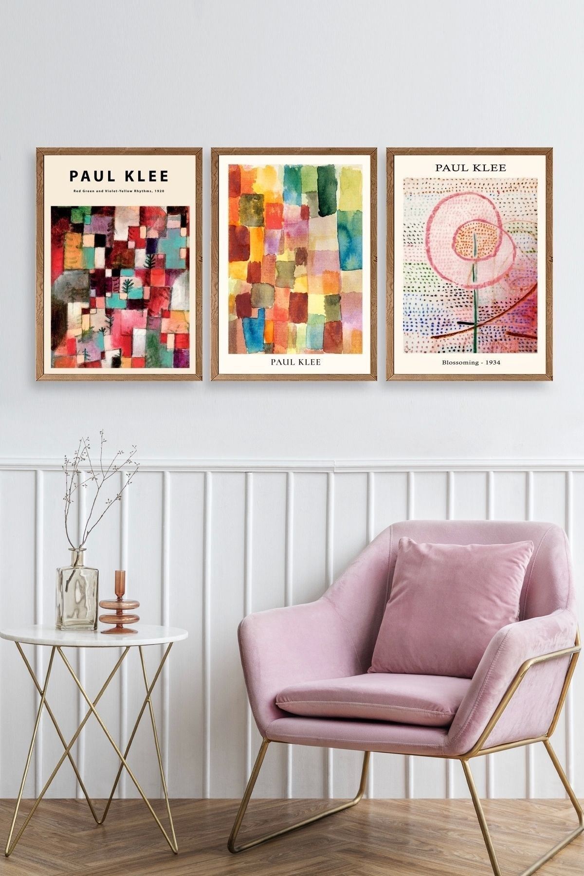 Paul Klee Üçlü Ahşap Çerçeveli Tablo 40 x 60