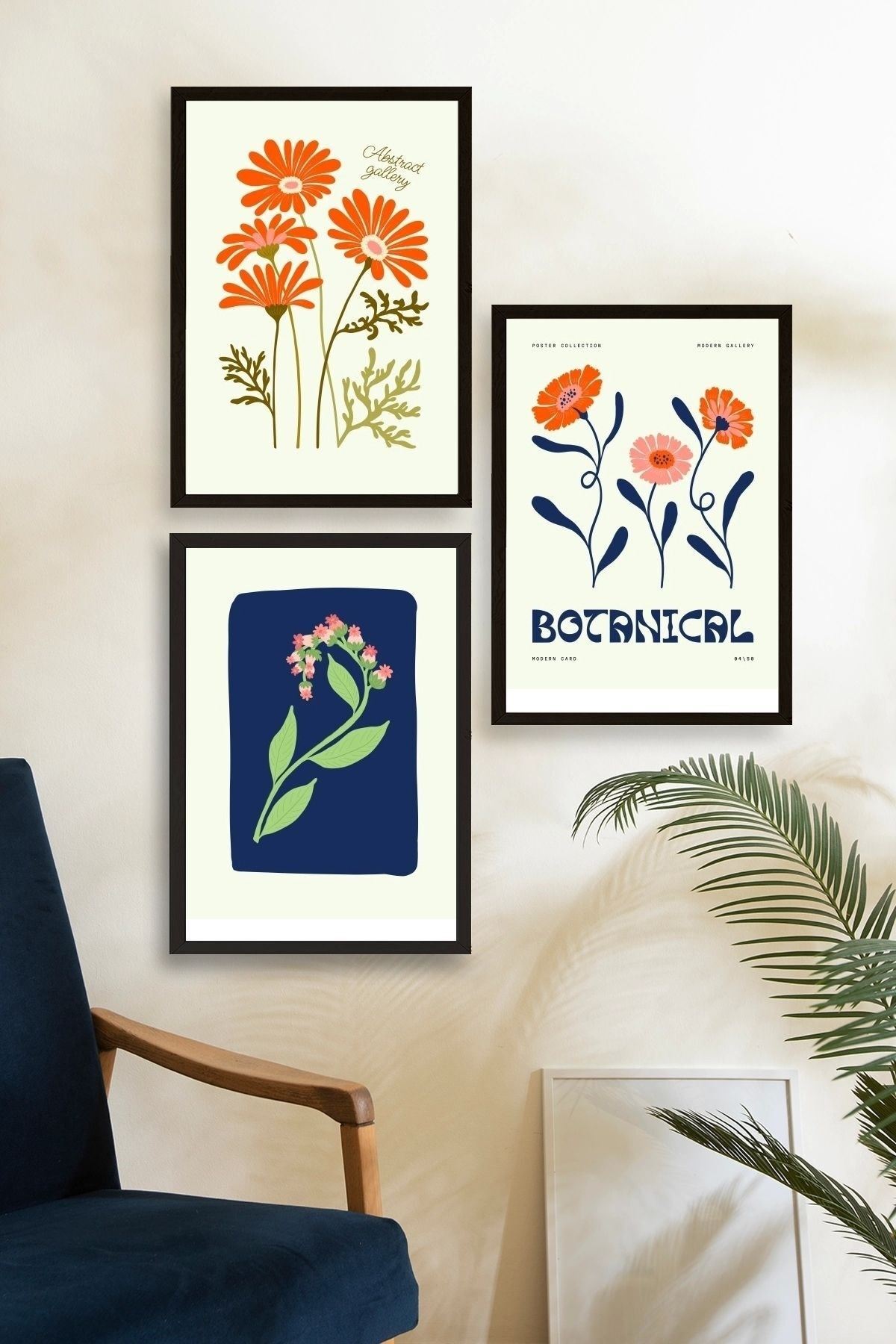 Botanik Üçlü Ahşap Çerçeveli Tablo 30 x 40