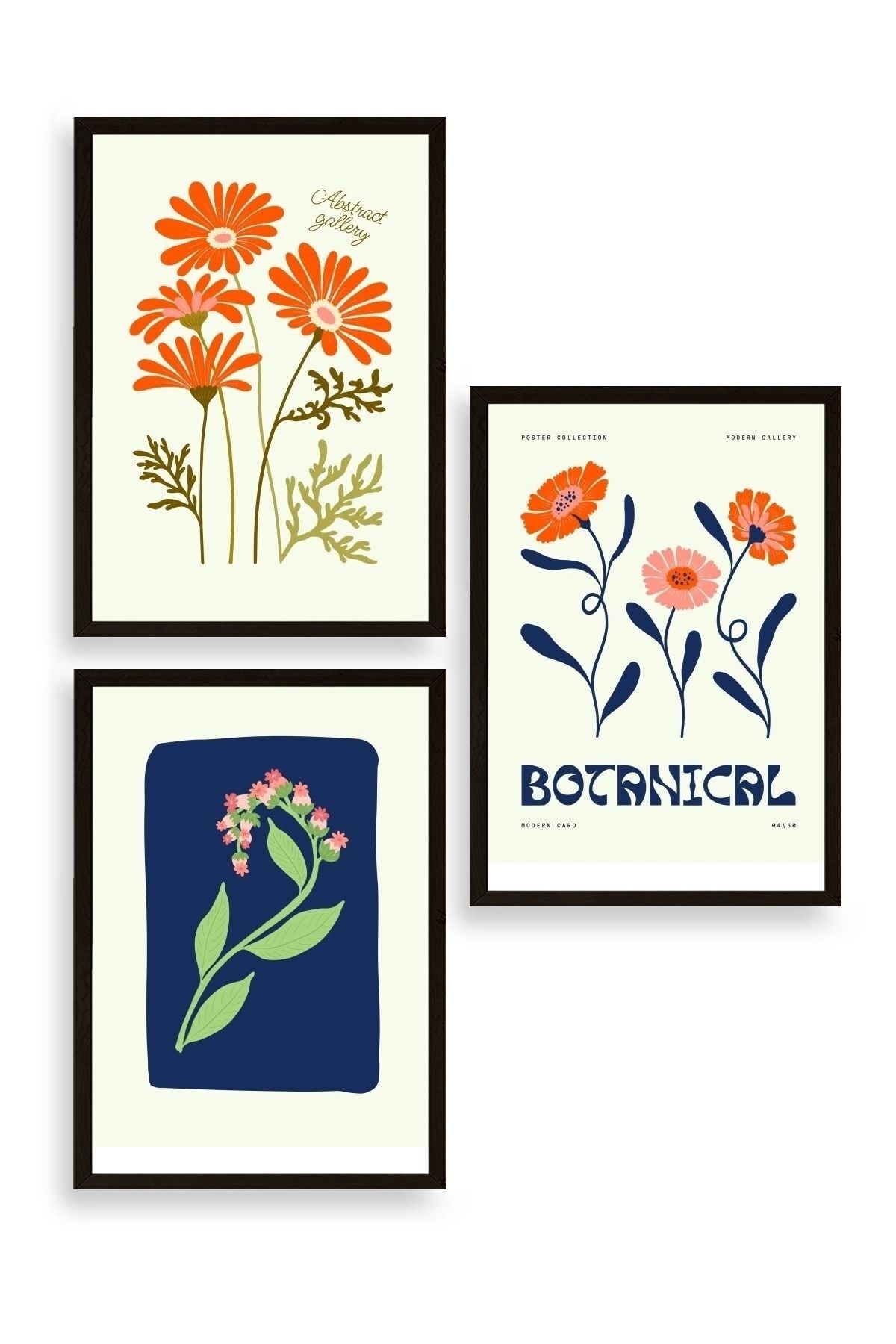 Botanik Üçlü Ahşap Çerçeveli Tablo 23 x 30