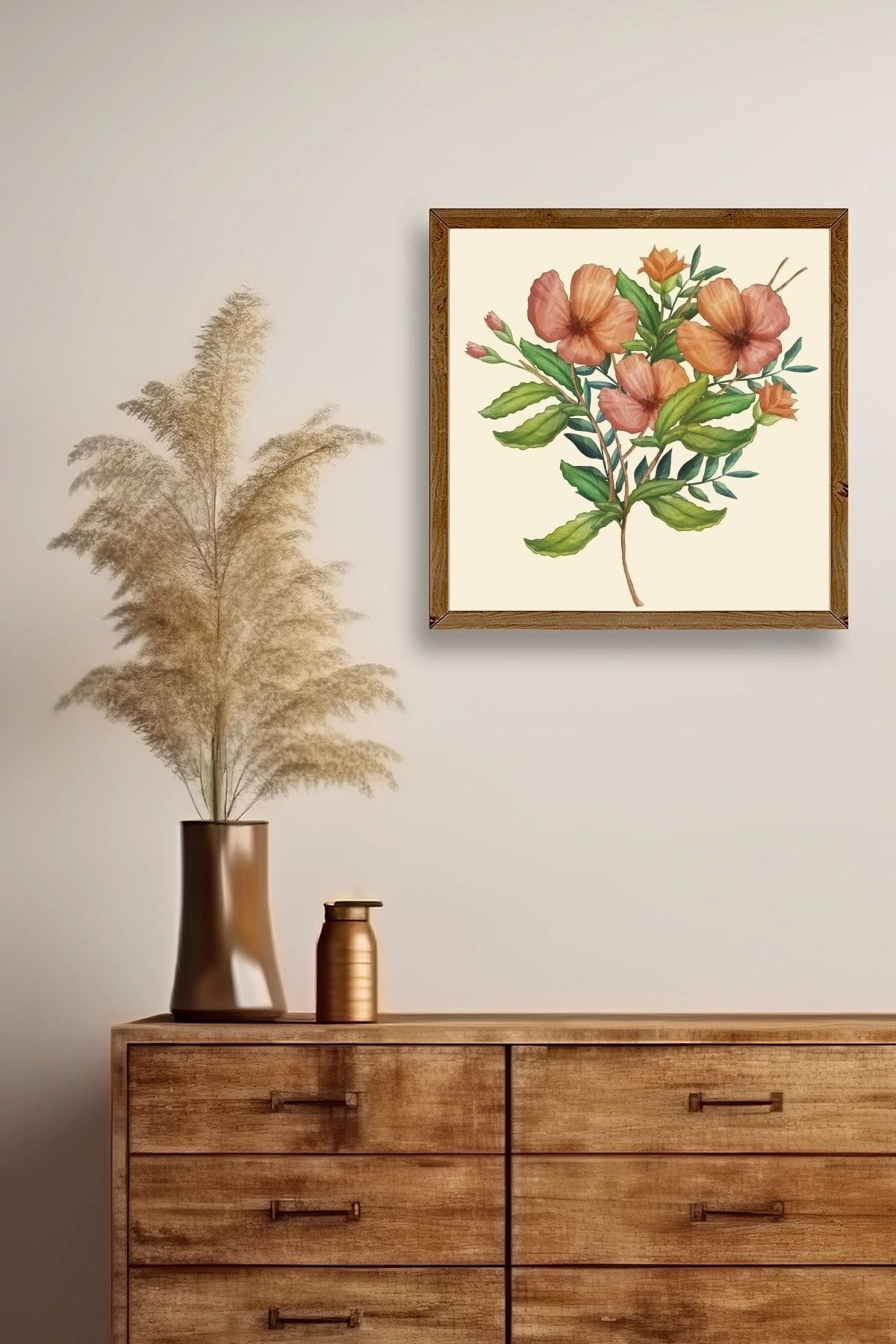 Çiçek Ahşap Çerçeveli Tablo 42 x 42