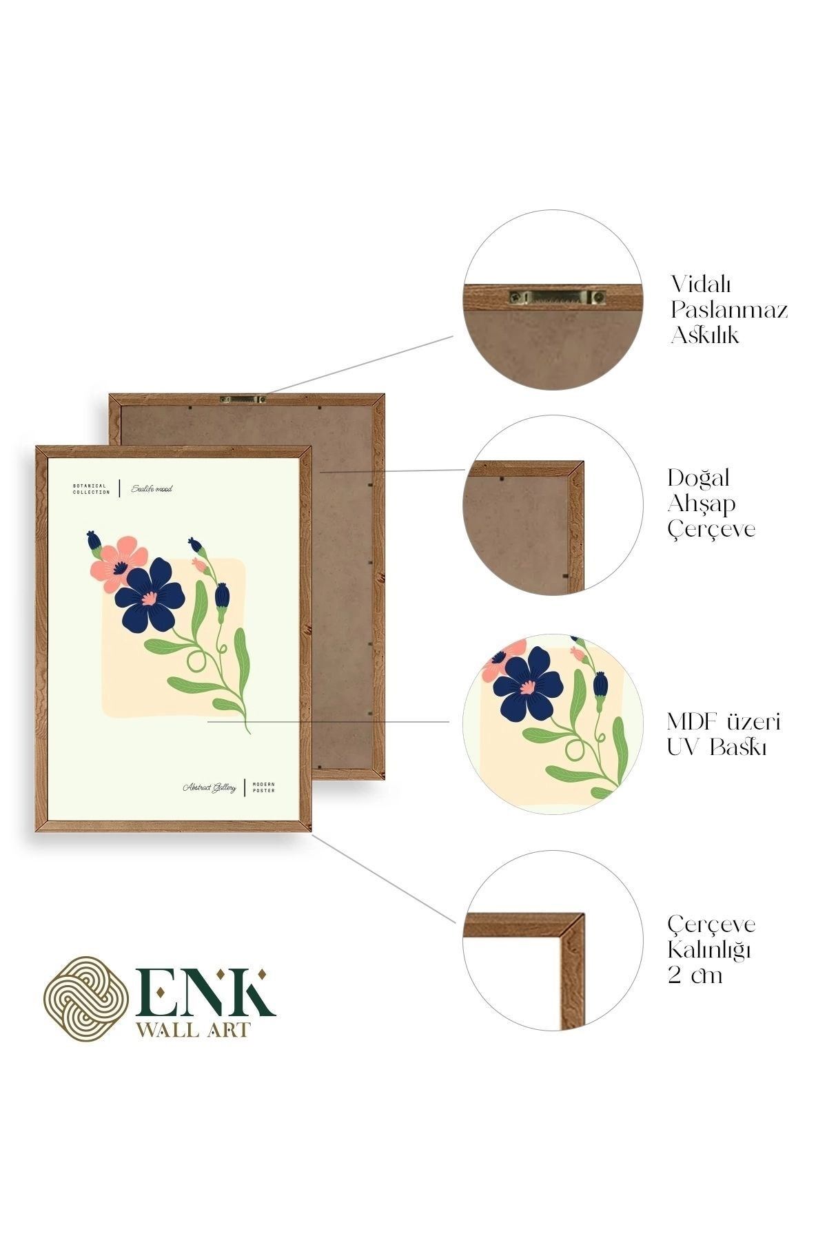 Soyut Üçlü Ahşap Çerçeveli Tablo 40 x 60