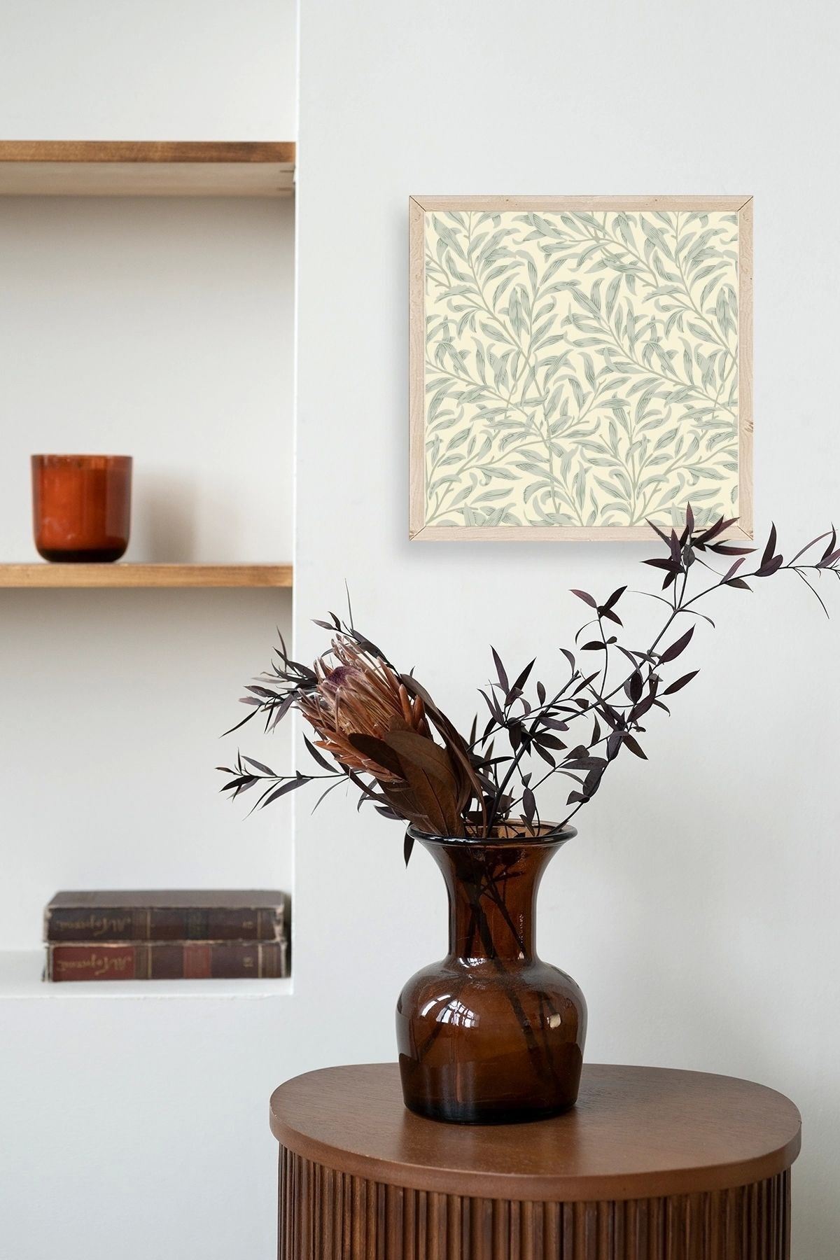 Yaprak Ahşap Çerçeveli Tablo 42 x 42