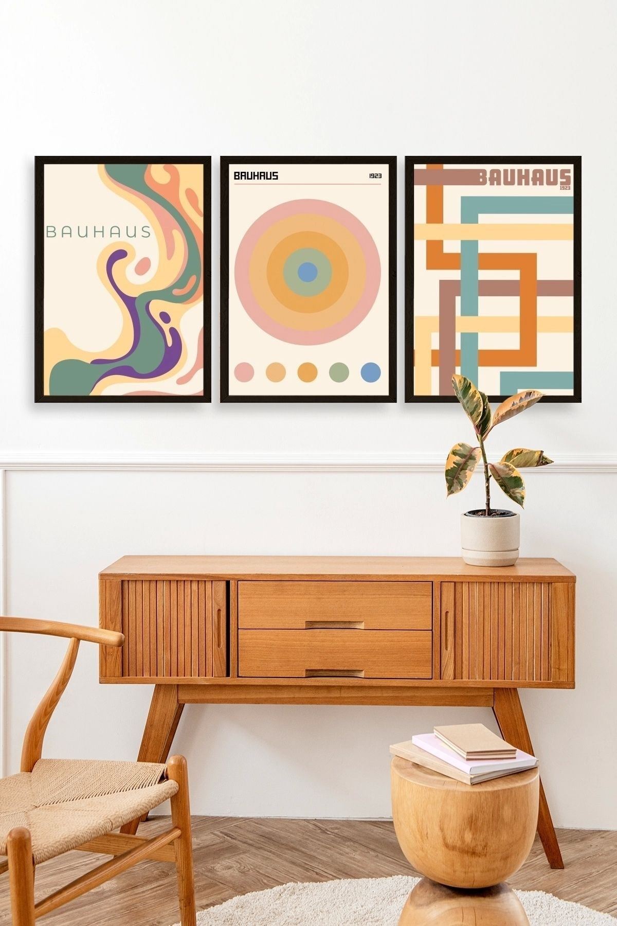 Bauhaus Üçlü Ahşap Çerçeveli Tablo 30 x 40