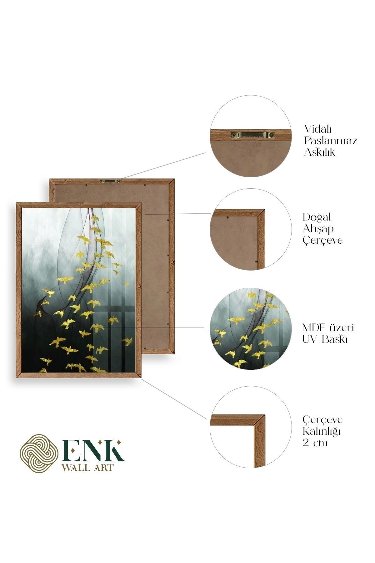 Manzara Üçlü Ahşap Çerçeveli Tablo 17 x 23