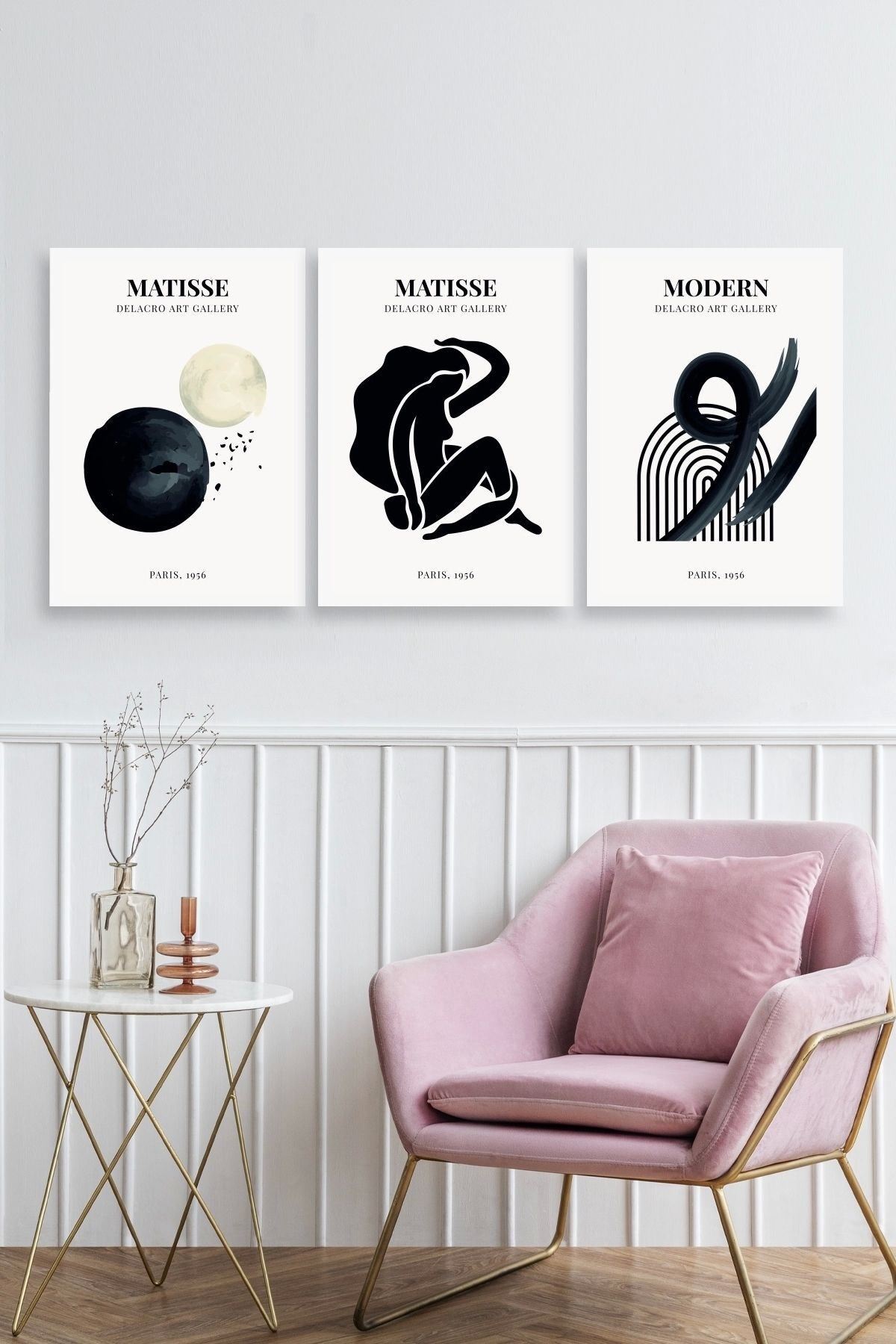 Matisse Üçlü Ahşap Çerçeveli Tablo 40 x 60