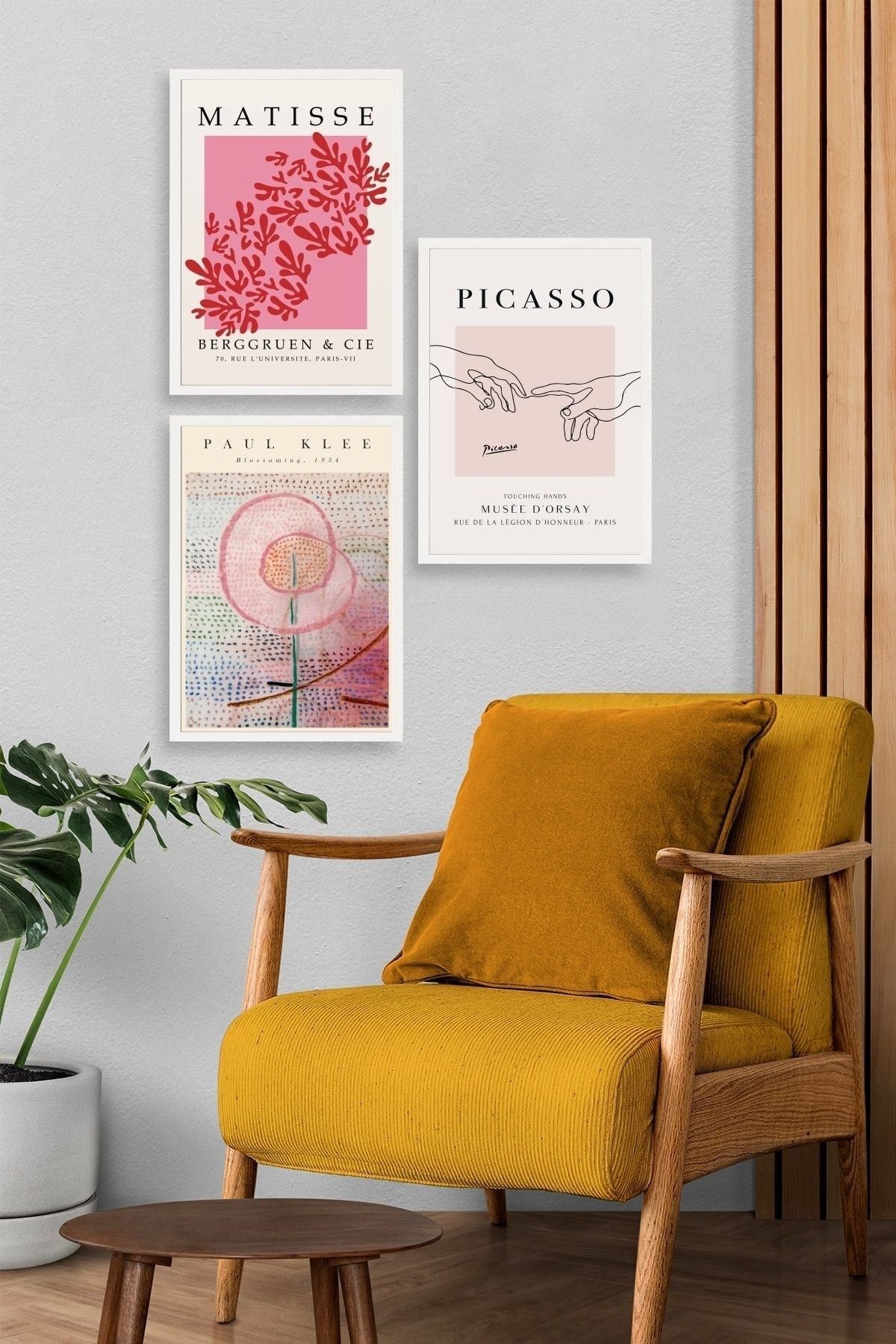 Ünlü Tablolar Üçlü Ahşap Çerçeveli Tablo 23 x 30