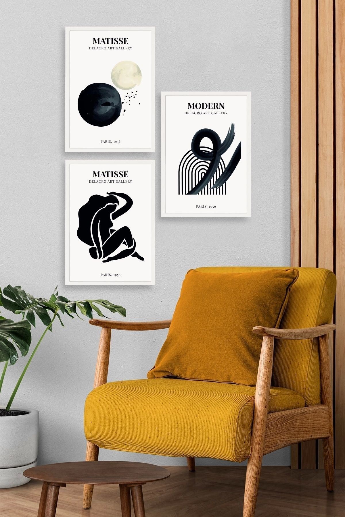 Matisse Üçlü Ahşap Çerçeveli Tablo 30 x 40