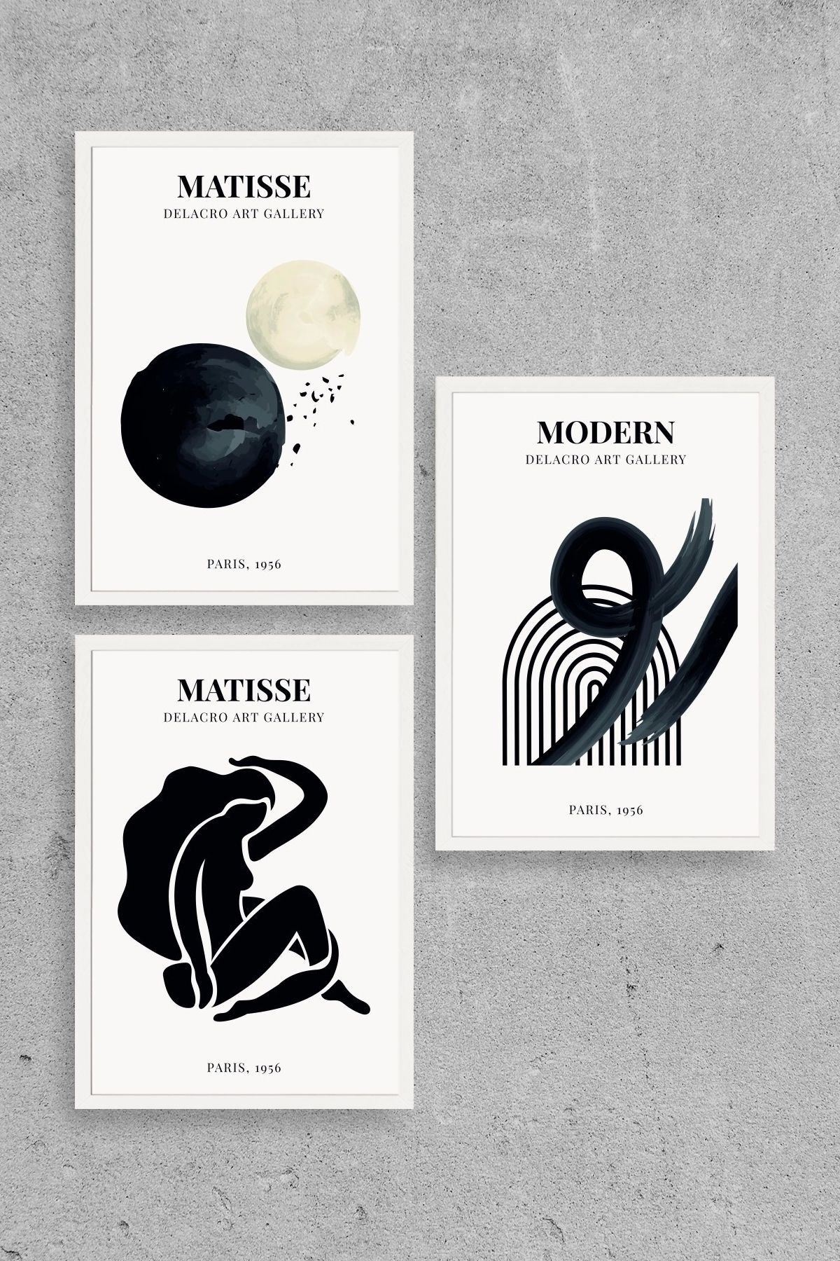 Matisse Üçlü Ahşap Çerçeveli Tablo 23 x 30