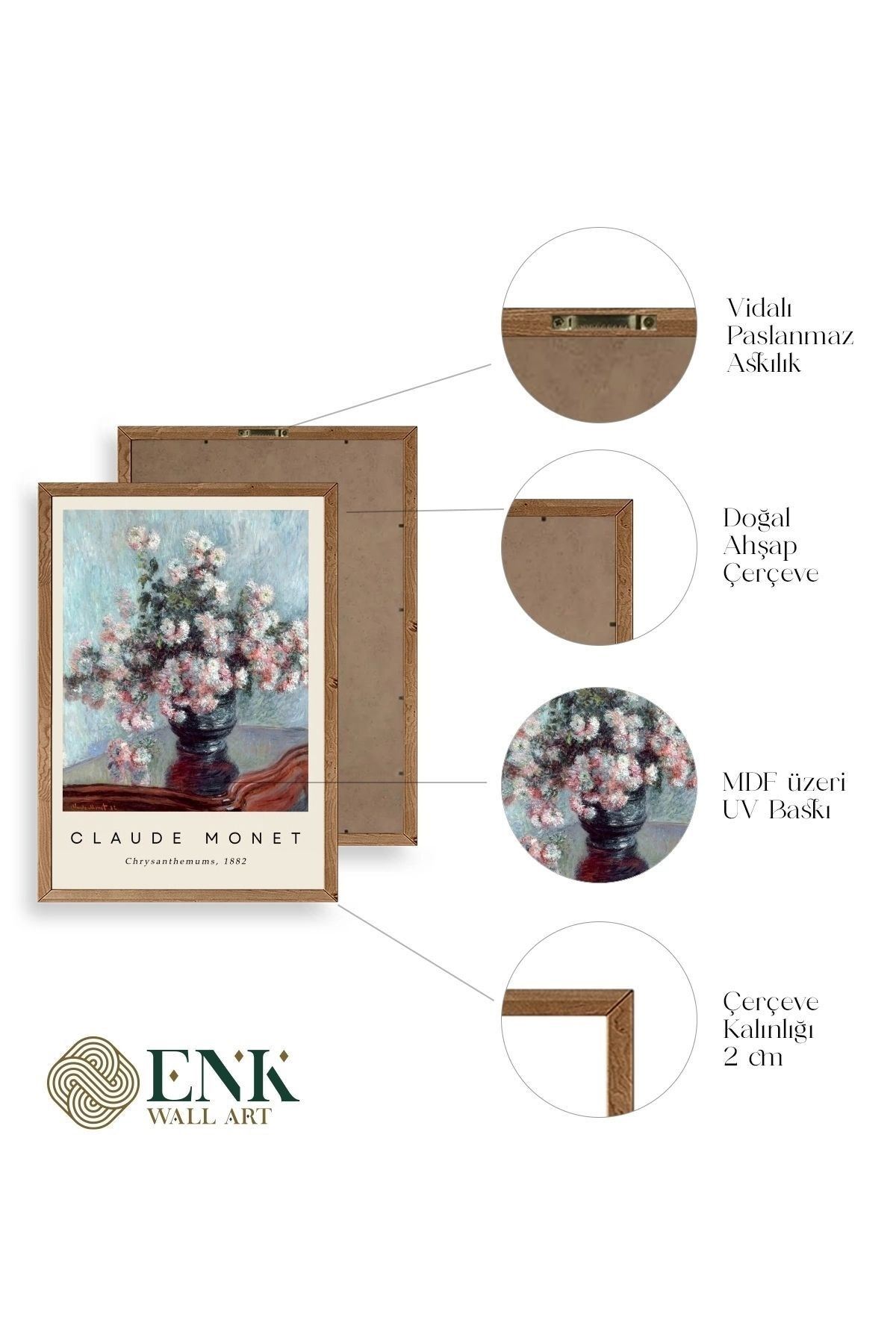 Ünlü Tablolar Üçlü Ahşap Çerçeveli Tablo 40 x 60