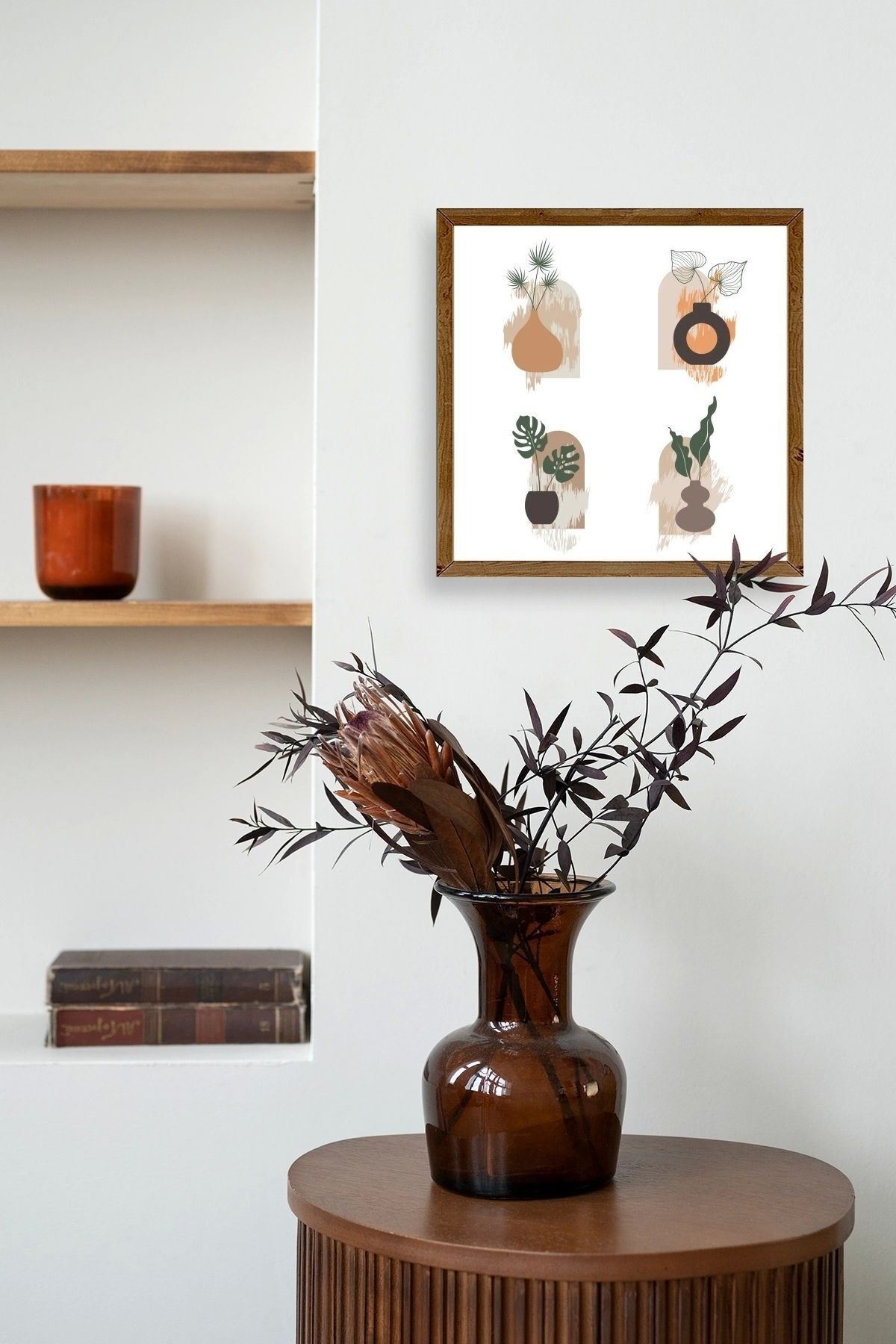 Çiçek Ahşap Çerçeveli Tablo 23 x 23