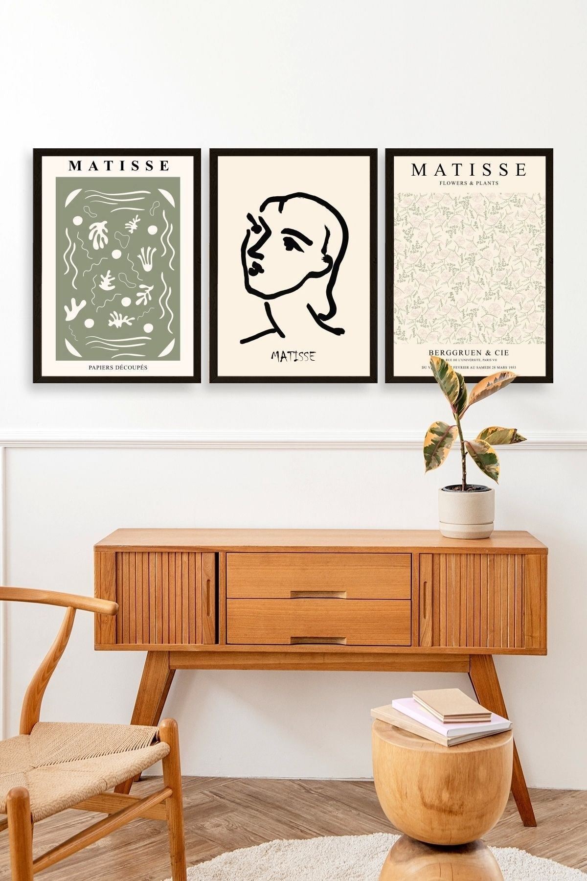 Matisse Üçlü Ahşap Çerçeveli Tablo 50 x 70