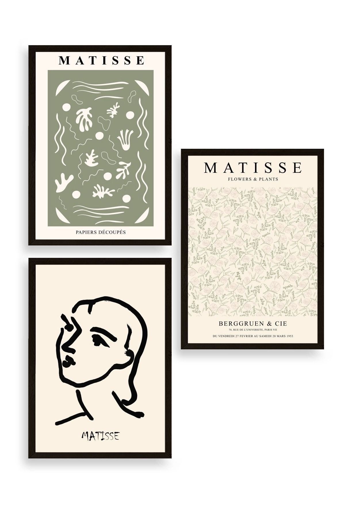 Matisse Üçlü Ahşap Çerçeveli Tablo 23 x 30