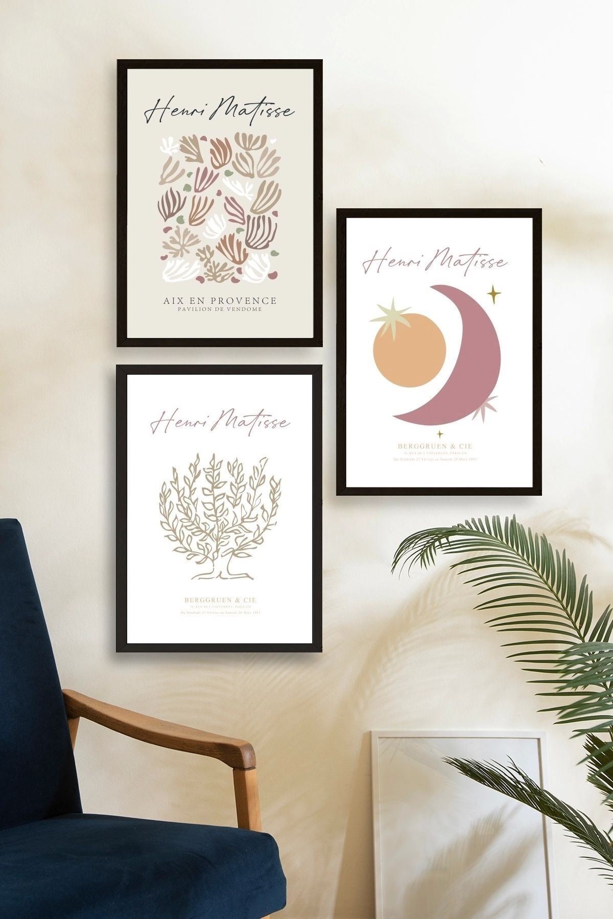 Matisse Üçlü Ahşap Çerçeveli Tablo 40 x 60