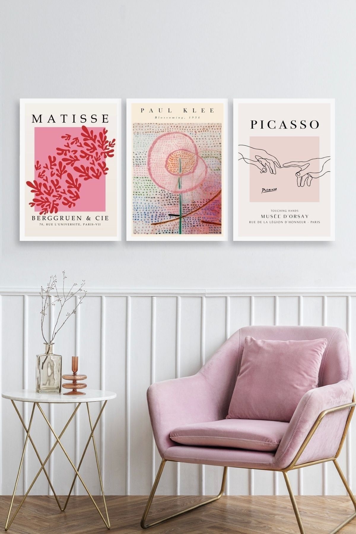 Ünlü Tablolar Üçlü Ahşap Çerçeveli Tablo 30 x 40