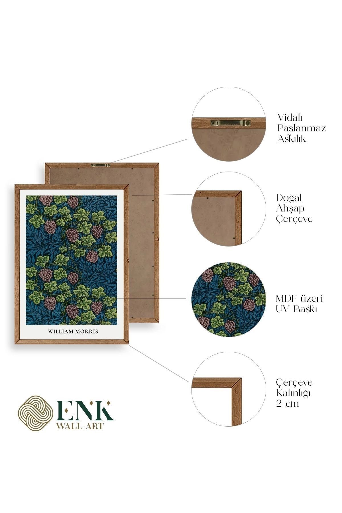 William Morris Ahşap Çerçeveli Tablo 30 x 42