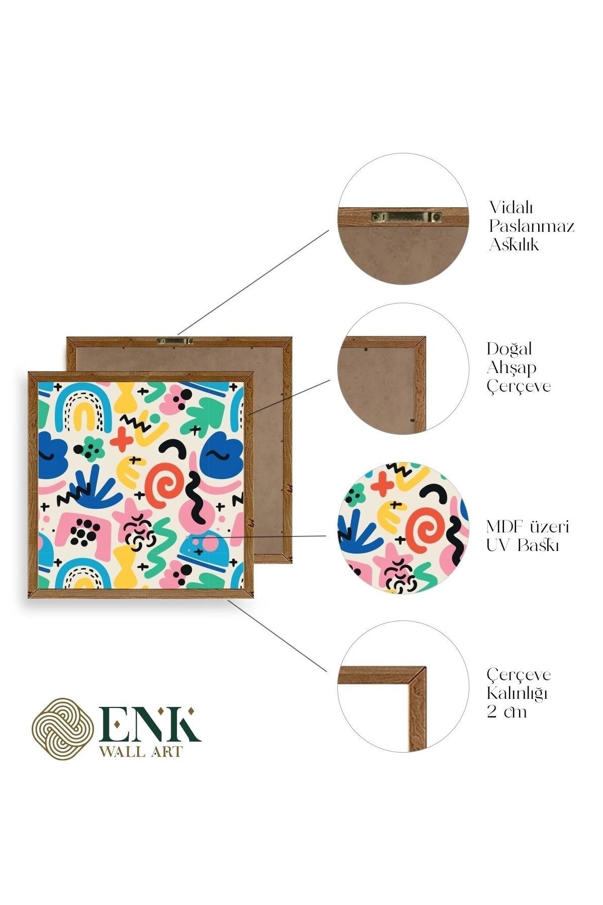 Soyut Ahşap Çerçeveli Tablo 23 x 23