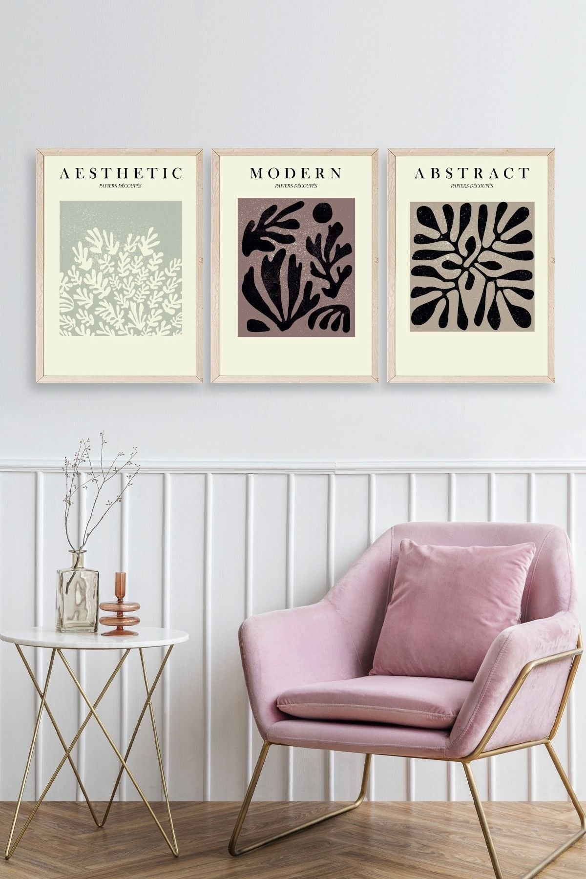 Modern Üçlü Ahşap Çerçeveli Tablo 30 x 40