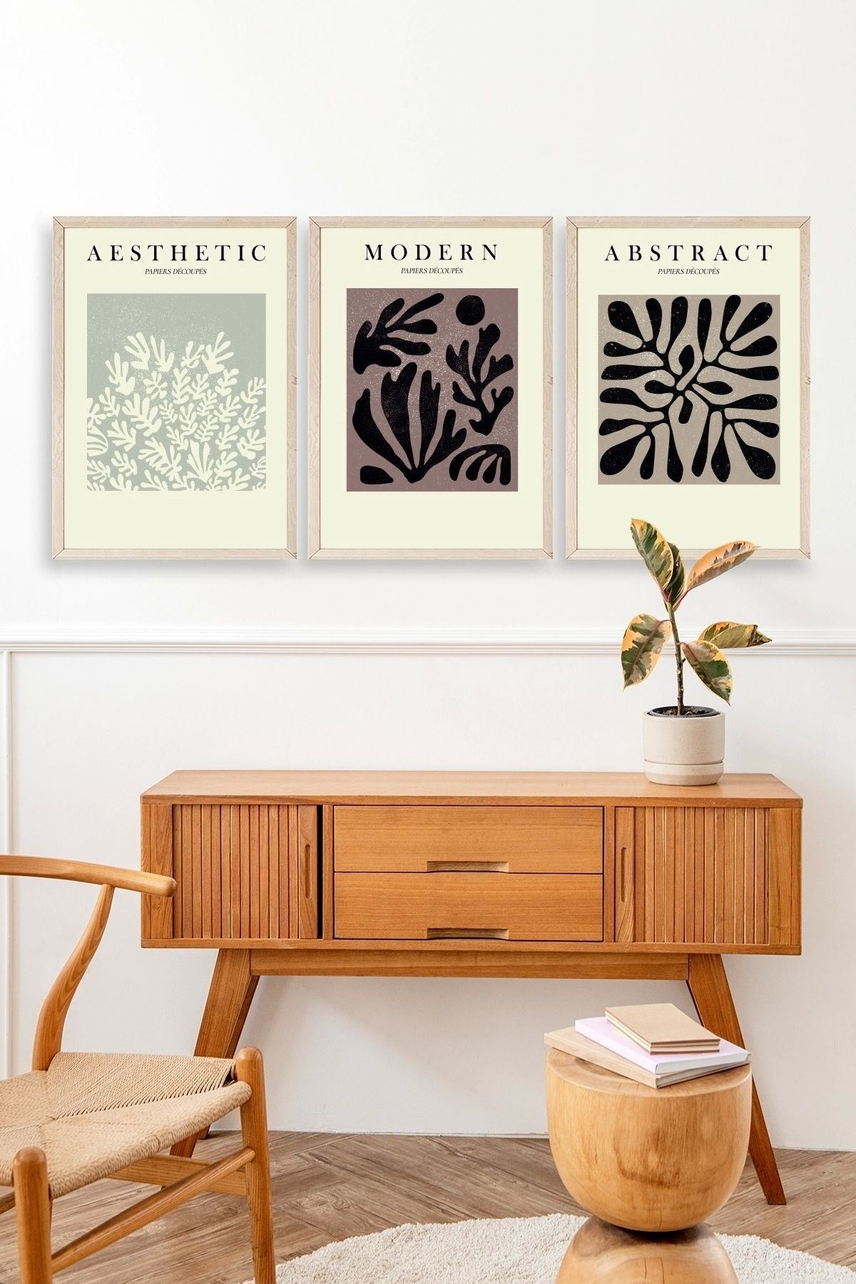 Modern Üçlü Ahşap Çerçeveli Tablo 30 x 40