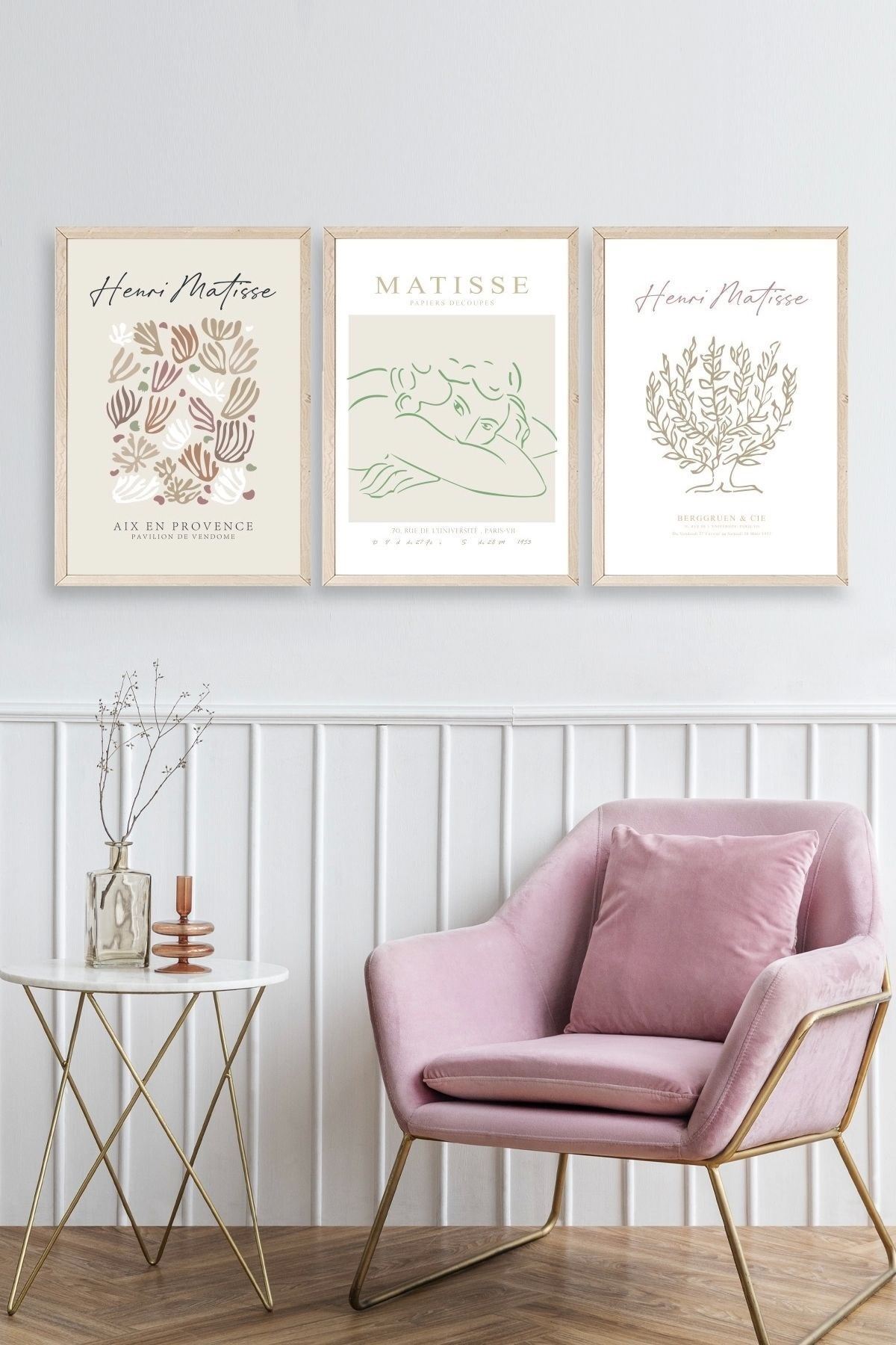 Matisse Üçlü Ahşap Çerçeveli Tablo 40 x 60