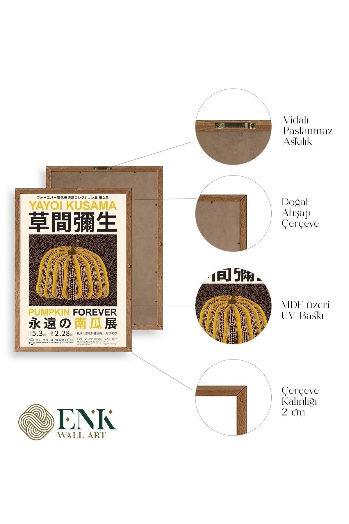 Yayoi Kusama Ahşap Çerçeveli Tablo 50 x 70