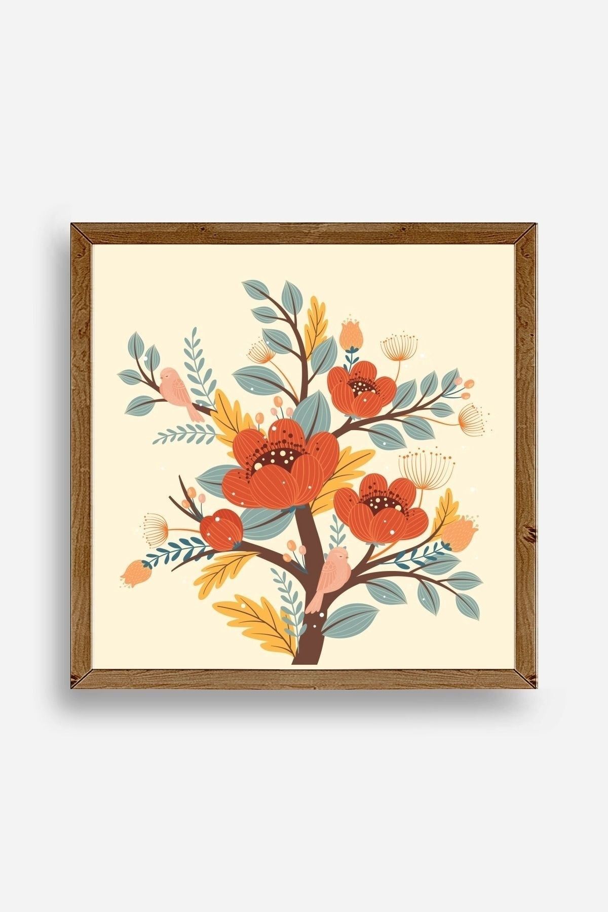 Çiçek Ahşap Çerçeveli Tablo 42 x 42