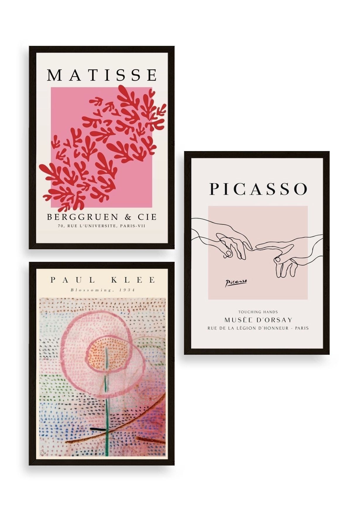 Ünlü Tablolar Üçlü Ahşap Çerçeveli Tablo 40 x 60