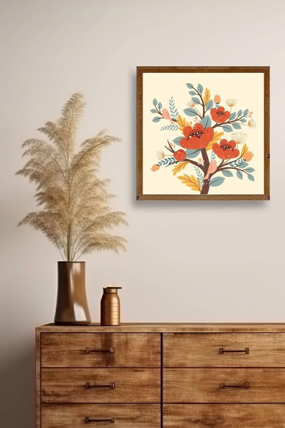 Çiçek Ahşap Çerçeveli Tablo 23 x 23