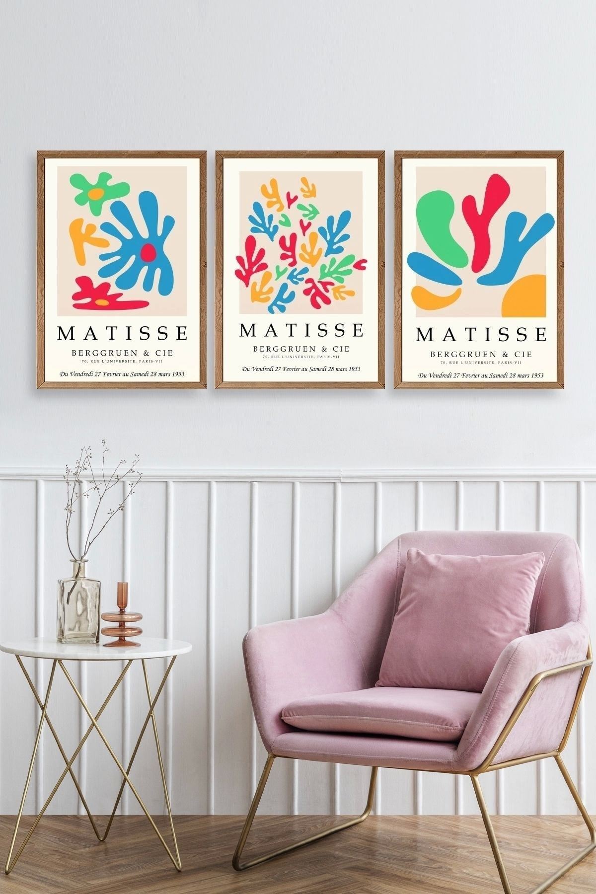 Matisse Üçlü Ahşap Çerçeveli Tablo 23 x 30