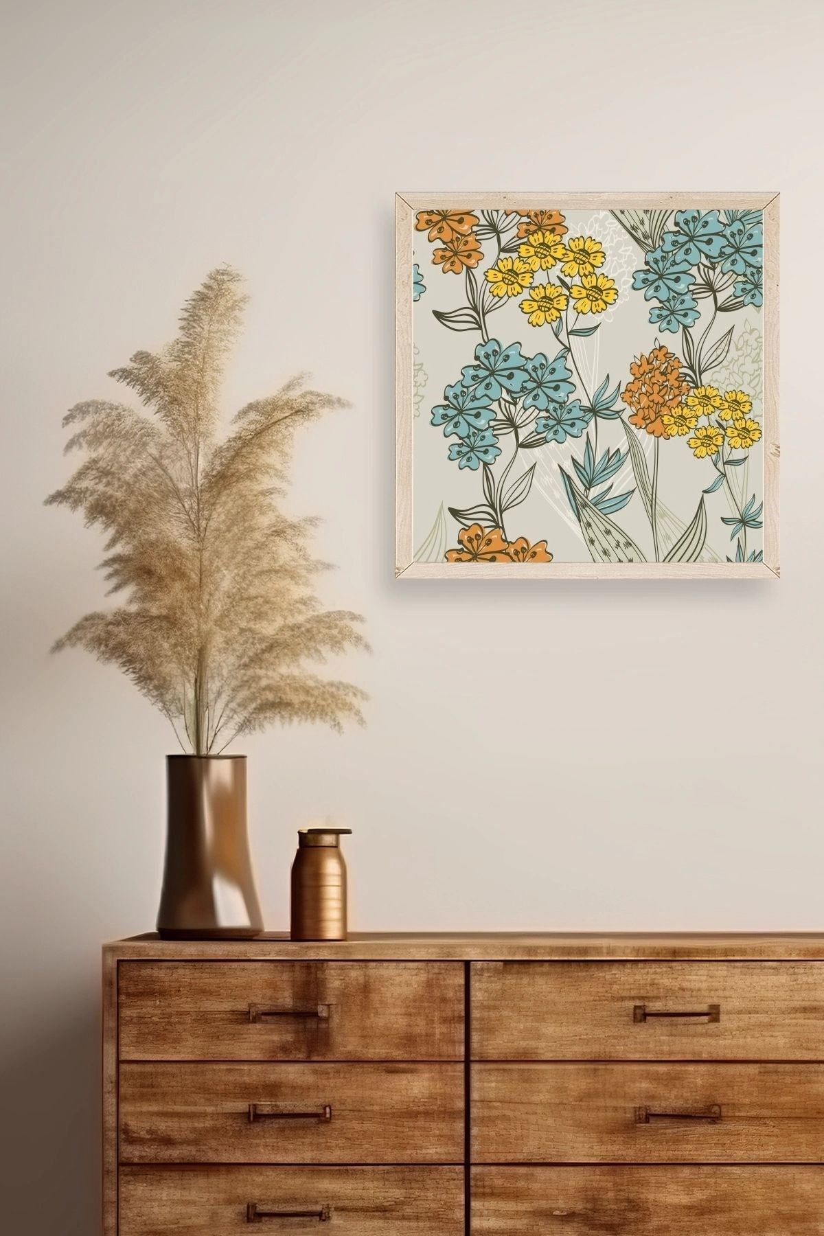 Çiçek Ahşap Çerçeveli Tablo 23 x 23