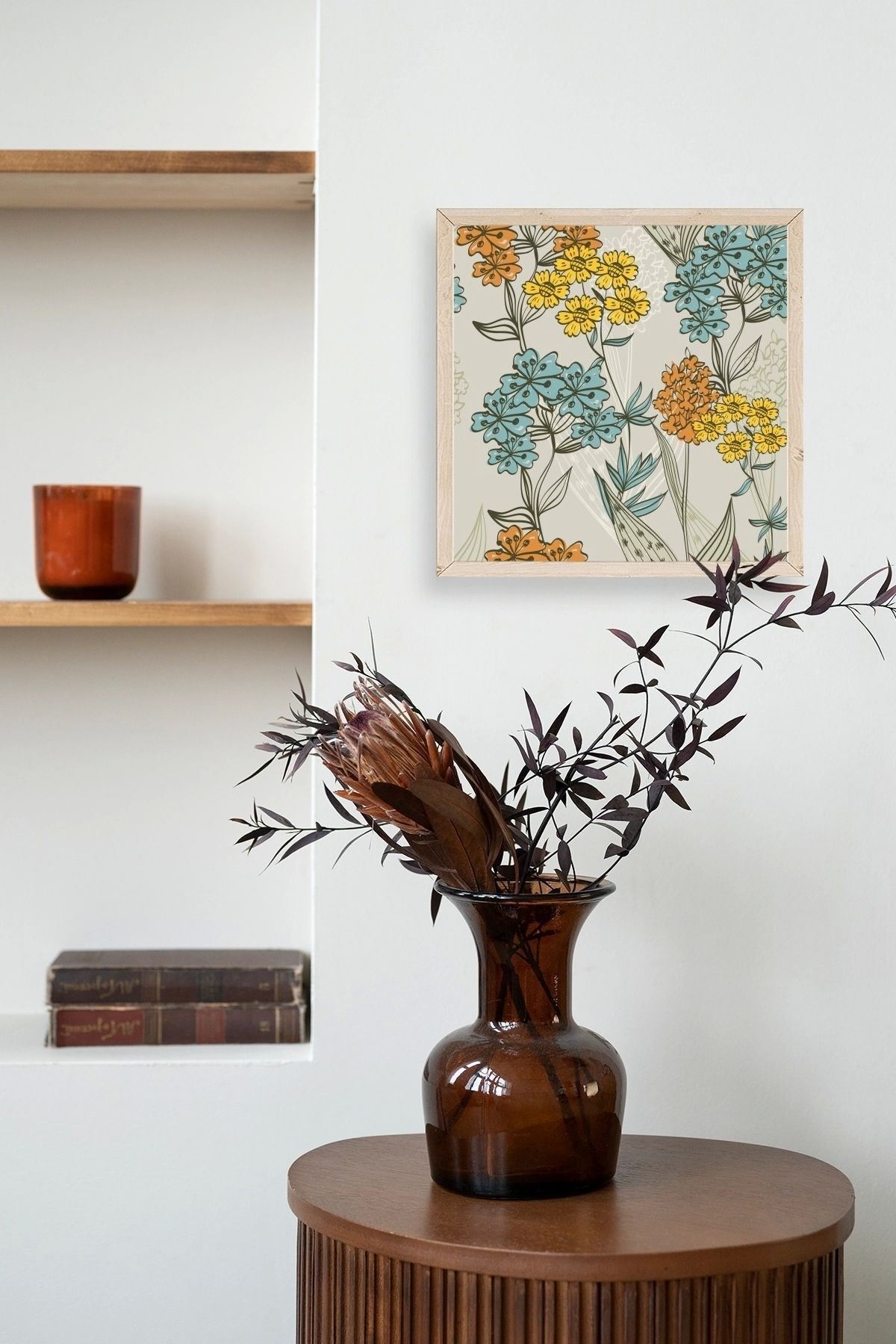 Çiçek Ahşap Çerçeveli Tablo 23 x 23