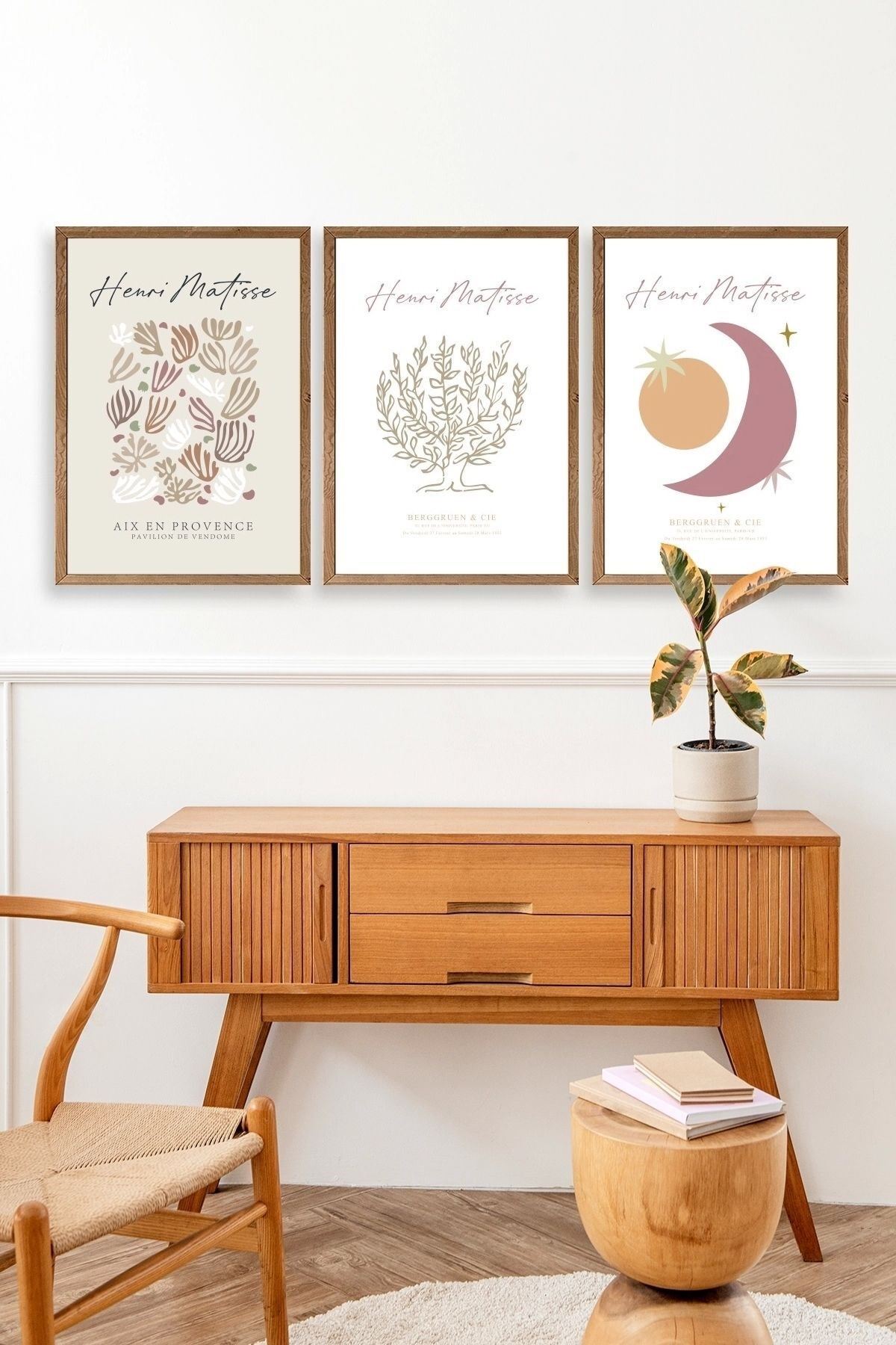 Matisse Üçlü Ahşap Çerçeveli Tablo 23 x 30