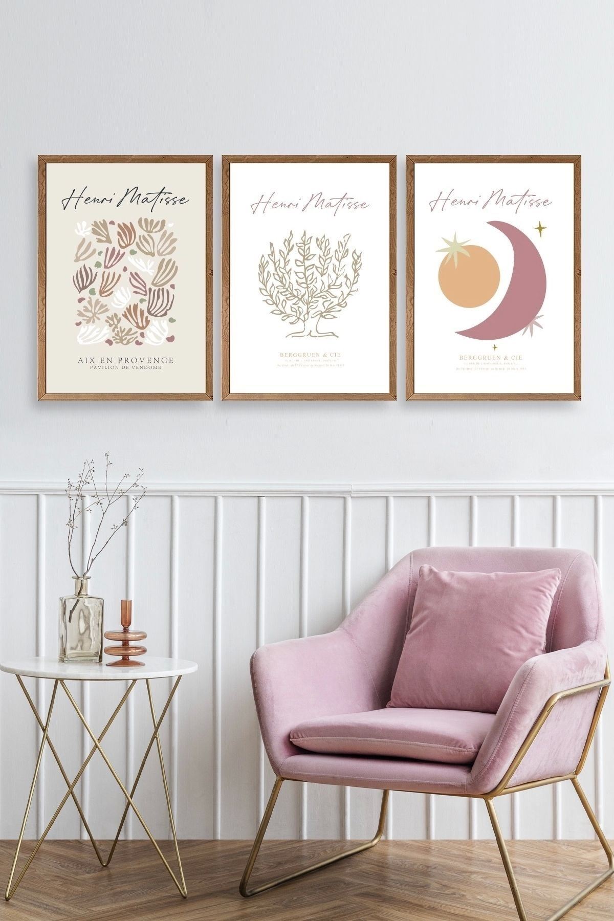 Matisse Üçlü Ahşap Çerçeveli Tablo 30 x 40