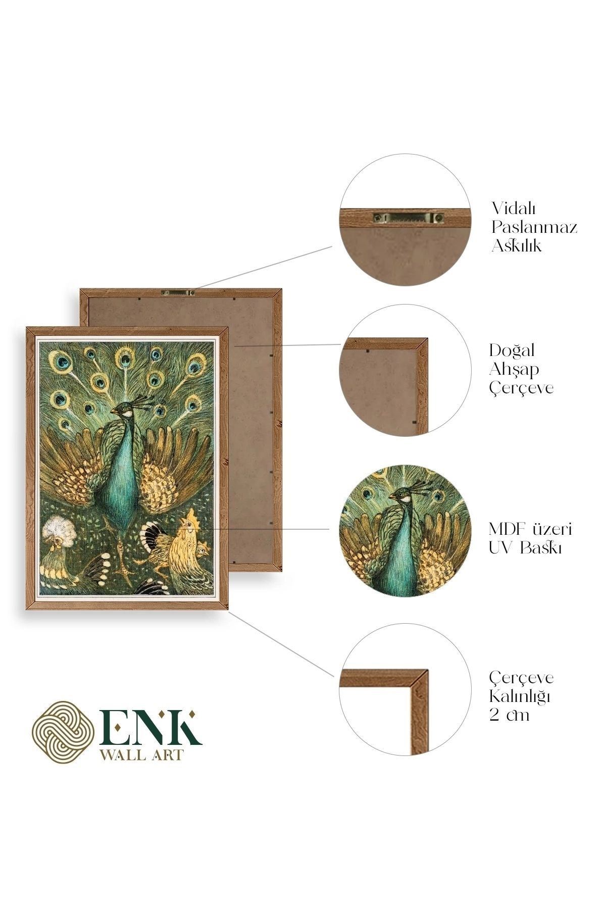 Nouveau Vintage Peacock Ahşap Çerçeveli Tablo 23 x 30