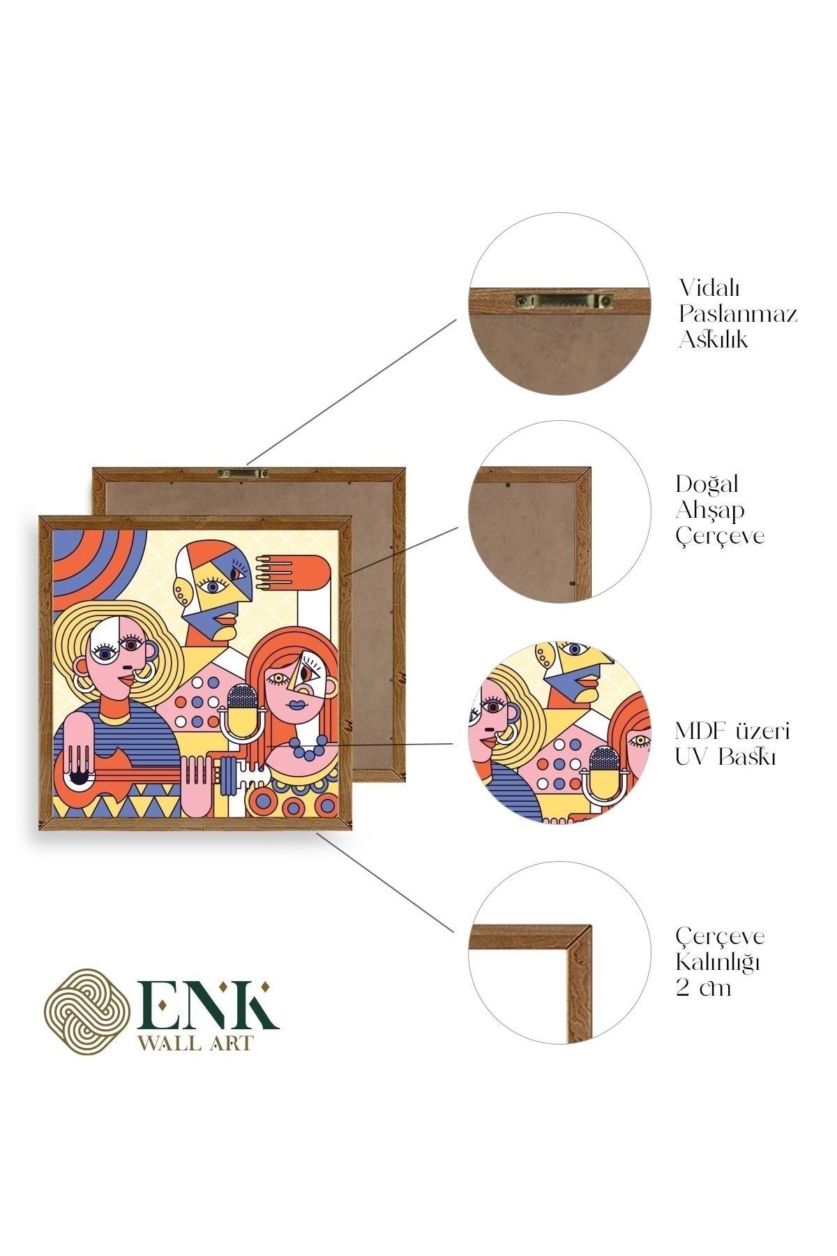 Modern Ahşap Çerçeveli Tablo 50 x 50