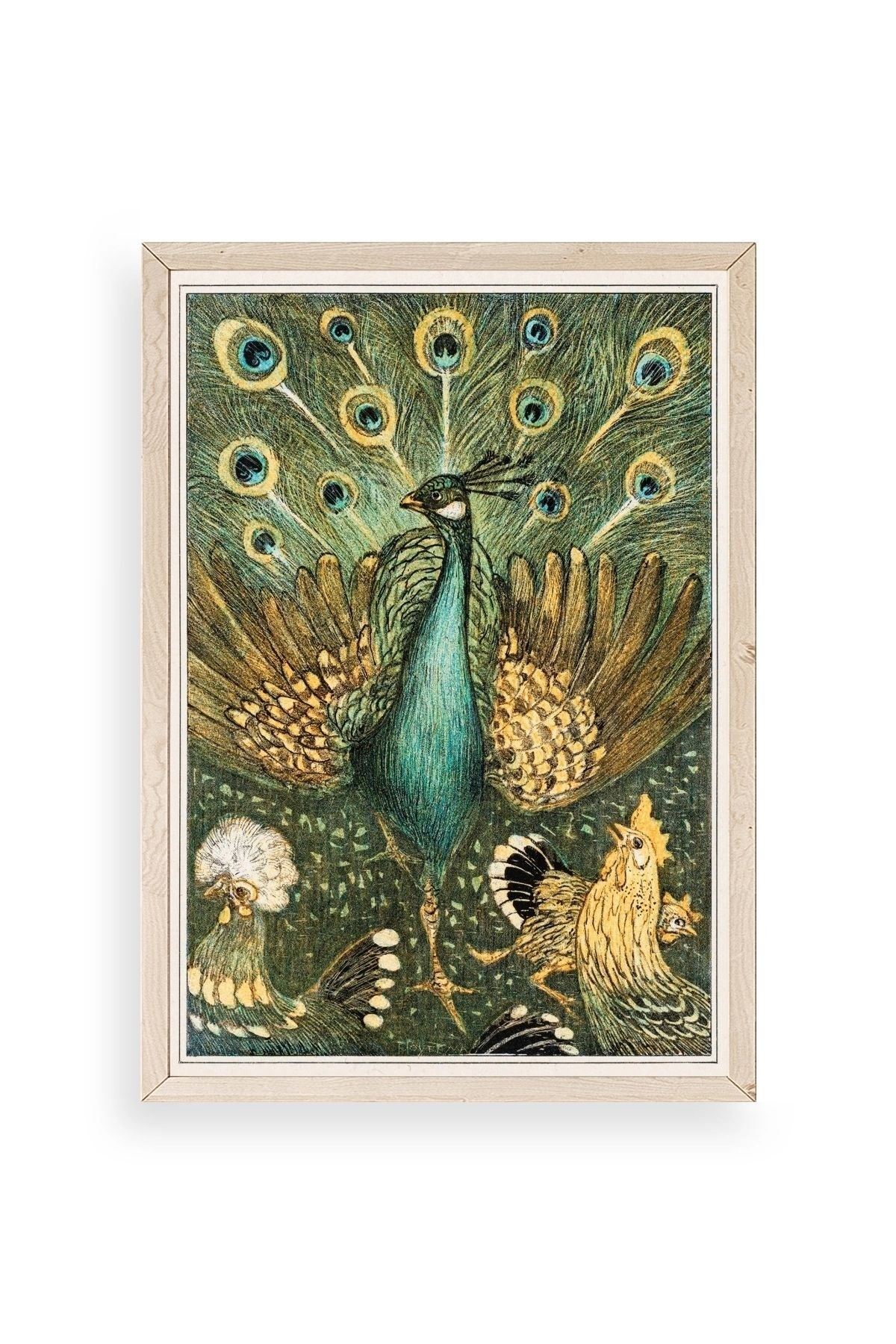 Nouveau Vintage Peacock Ahşap Çerçeveli Tablo 17 x 23